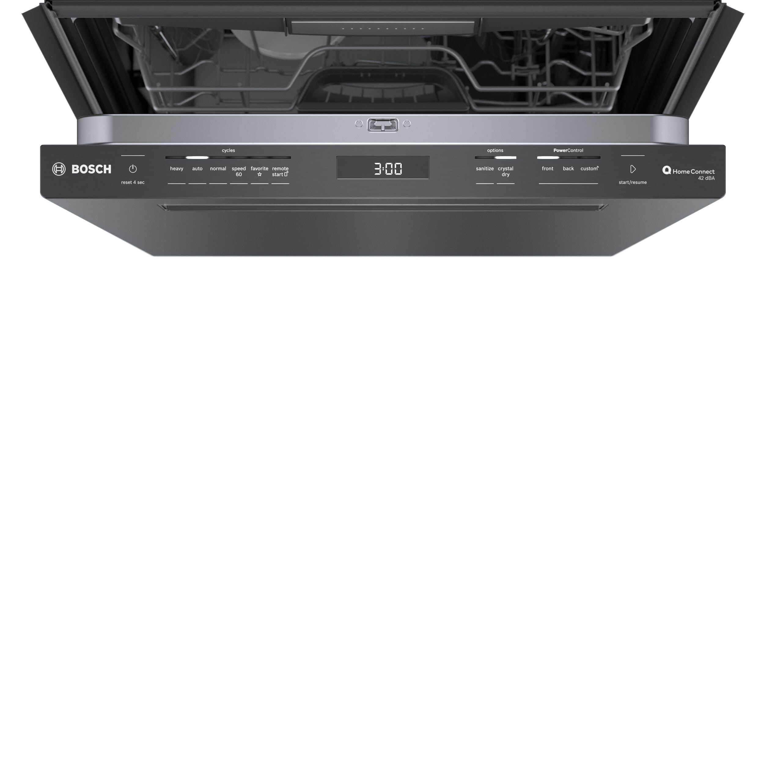 Lavavajillas Empotrado de Control Superior de la Serie 800 de Bosch con Tercer Riel (Acero Inoxidable Negro) ENERGY STAR, Nivel de Sonido Más Silencioso de 42 Decibeles SHP78CM4N