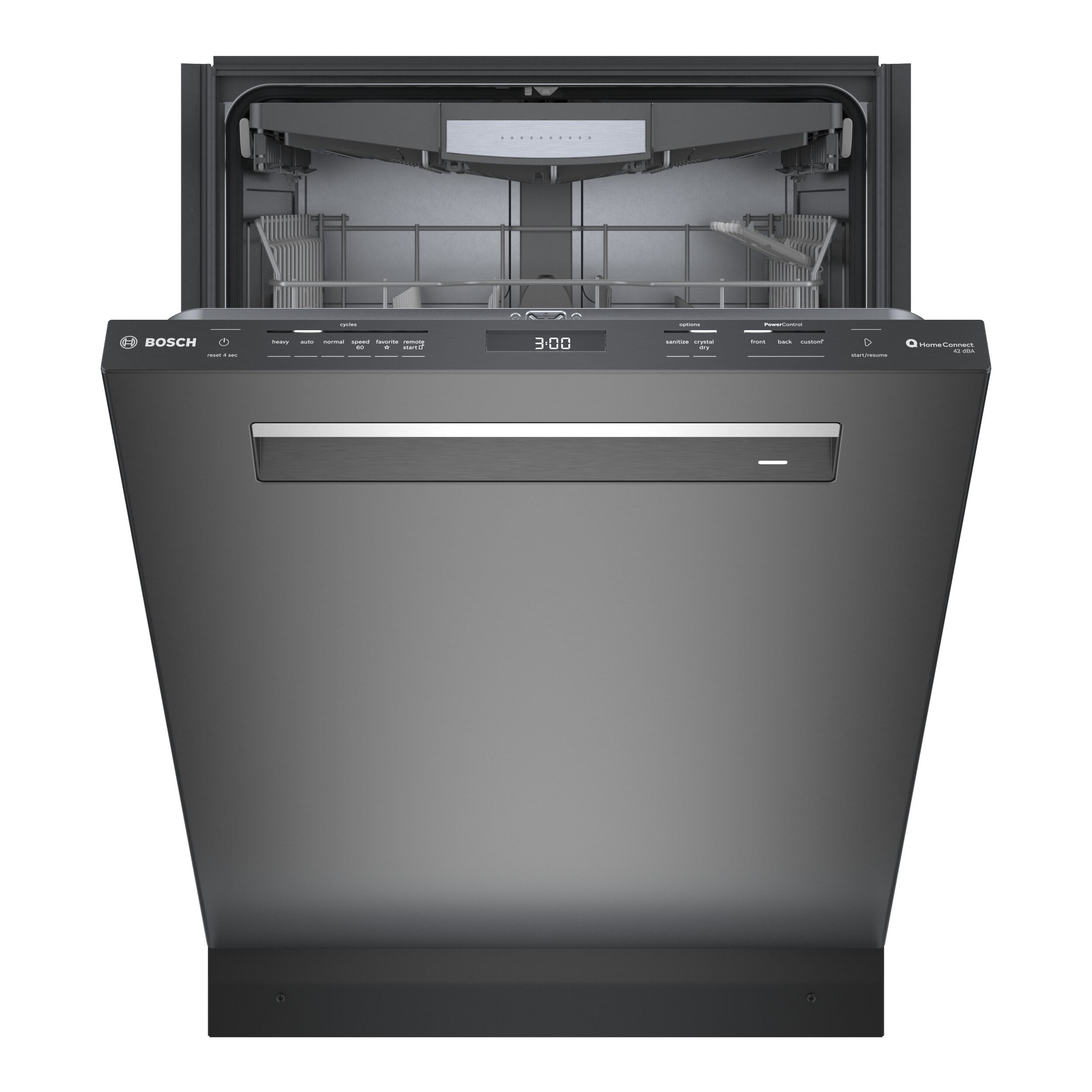 Lavavajillas Empotrado de Control Superior de la Serie 800 de Bosch con Tercer Riel (Acero Inoxidable Negro) ENERGY STAR, Nivel de Sonido Más Silencioso de 42 Decibeles SHP78CM4N