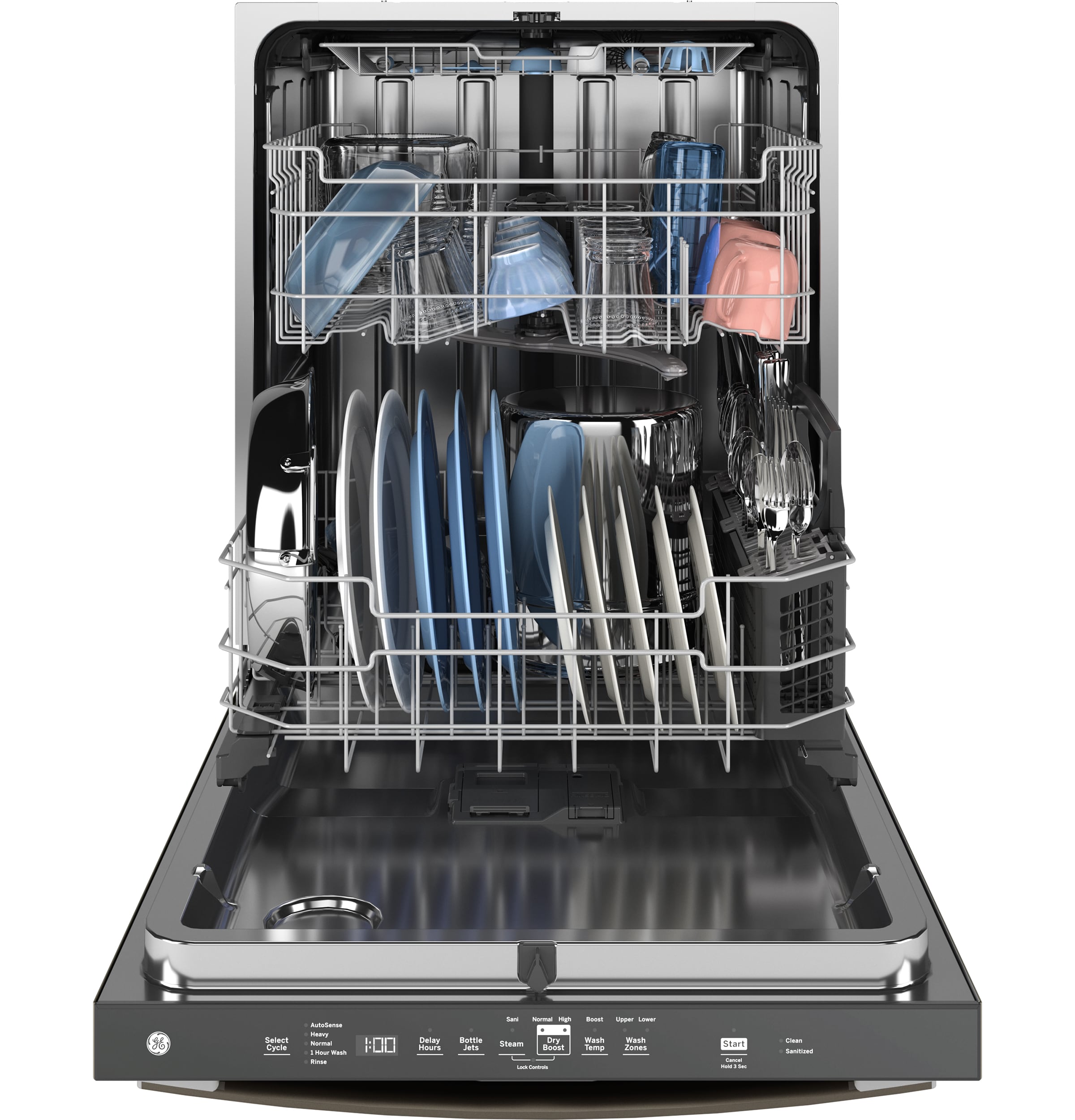 Lavavajillas empotrable de control superior de 24 pulgadas con tecnología Dry Boost y tercera bandeja (acero inoxidable) certificado ENERGY STAR, nivel de sonido muy silencioso de 47 decibeles GDT650SYVFS