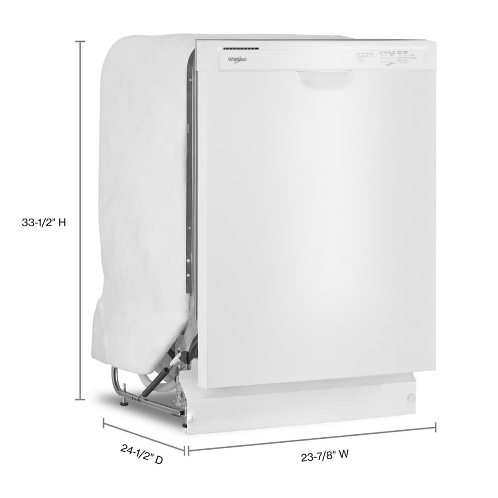 Lavavajillas empotrable con controles frontales de 24 pulgadas (Blanco), certificado ENERGY STAR, nivel de sonido estándar de 57 decibeles WDF341PAPW