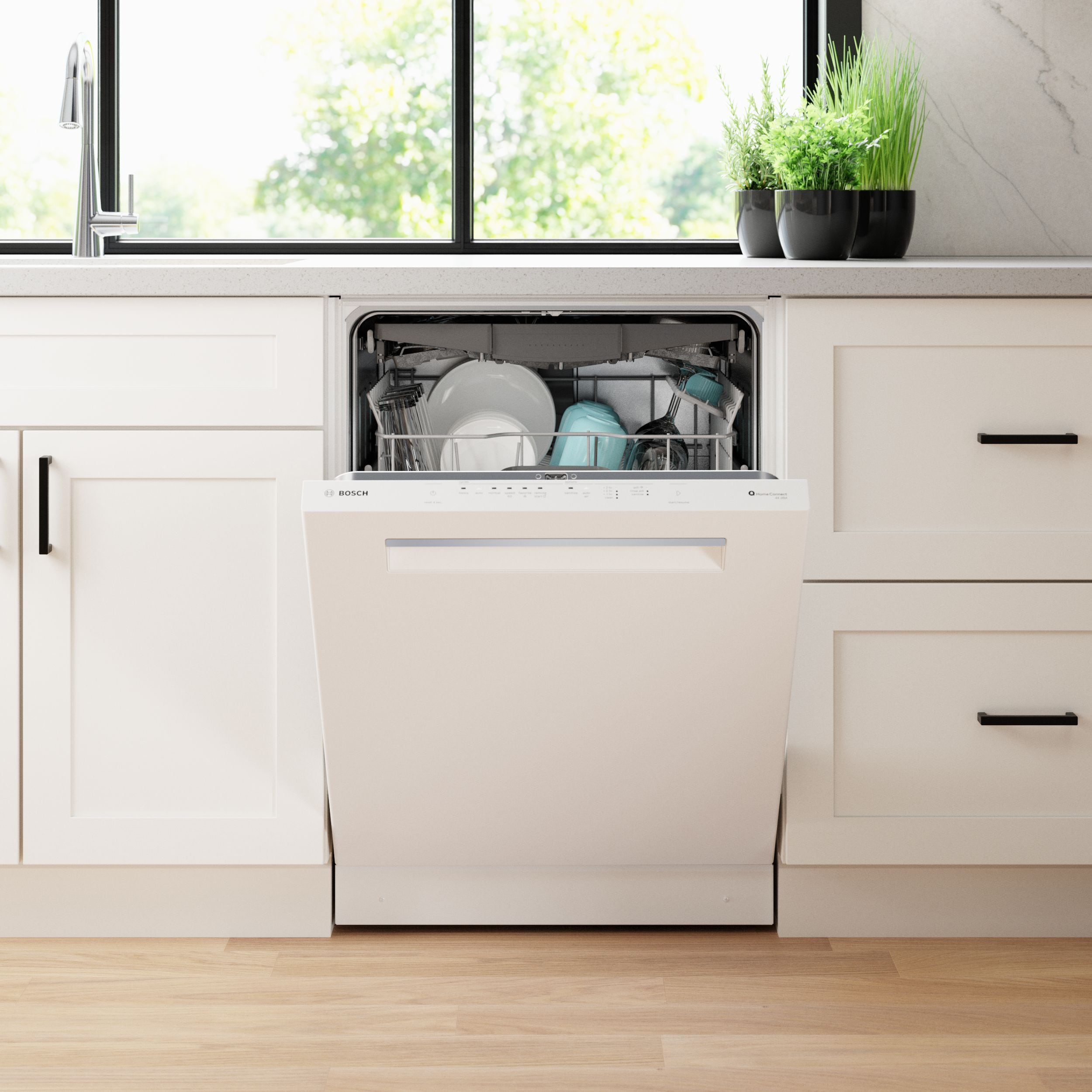 Lavavajillas Empotrable Bosch Serie 500 de 24 pulgadas con Tercera Bandeja (Blanco) Certificado ENERGY STAR, Nivel de Ruido Muy Silencioso de 44 Decibeles SHP65CM2N