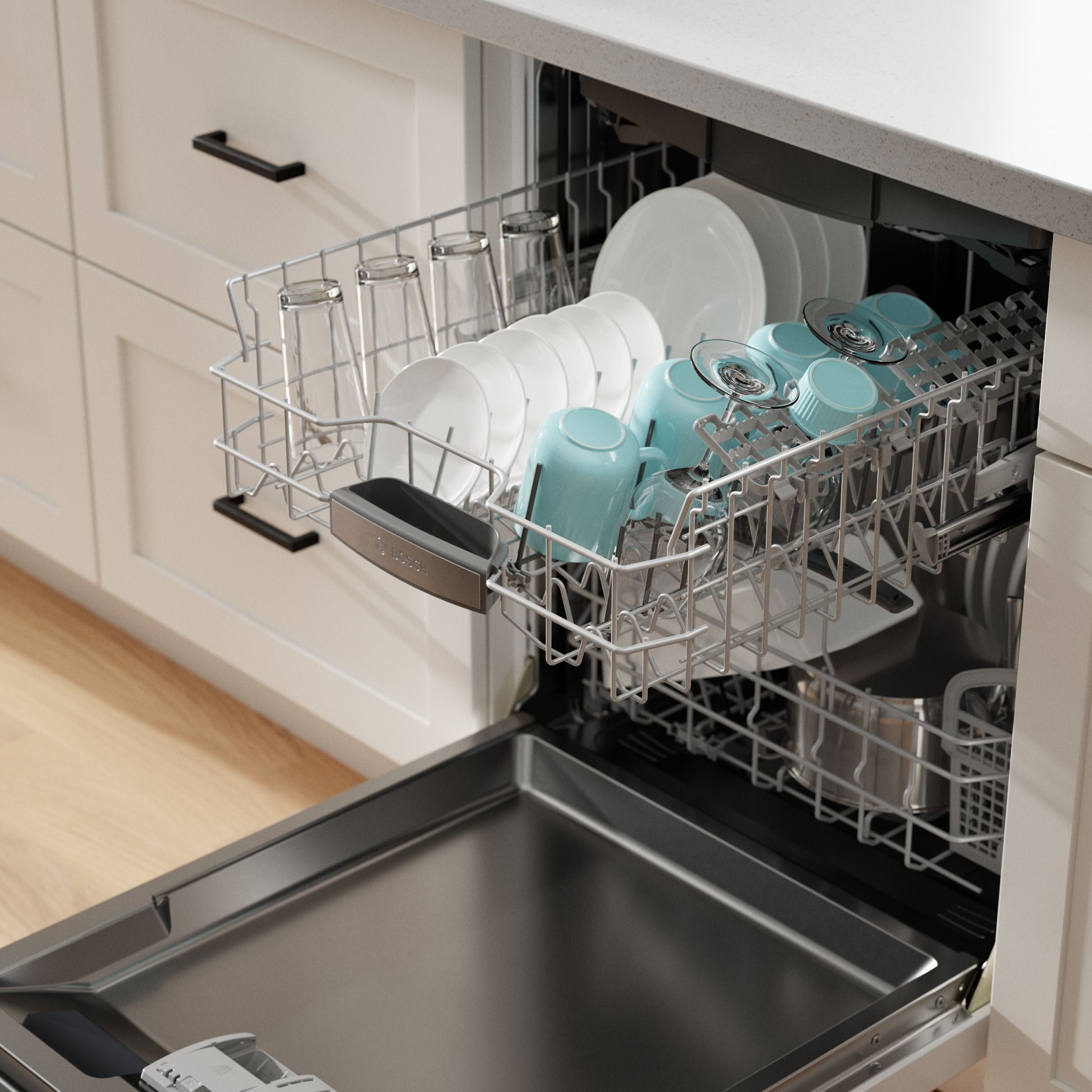 Lavavajillas Empotrable Bosch Serie 500 de 24 pulgadas con Tercera Bandeja (Blanco) Certificado ENERGY STAR, Nivel de Ruido Muy Silencioso de 44 Decibeles SHP65CM2N