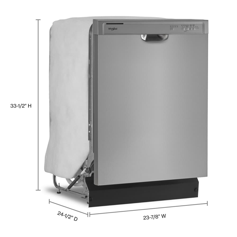 Lavavajillas Empotrado Whirlpool de 24 pulgadas con Controles Frontales (Acero Inoxidable) certificado ENERGY STAR, Nivel de Sonido Estándar de 57 decibeles WDF341PAPM
