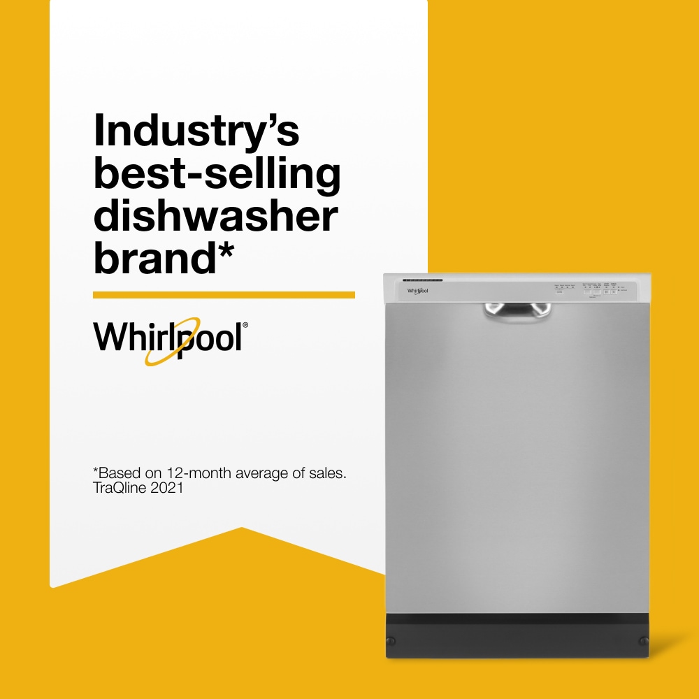 Lavavajillas Empotrado Whirlpool de 24 pulgadas con Controles Frontales (Acero Inoxidable) certificado ENERGY STAR, Nivel de Sonido Estándar de 57 decibeles WDF341PAPM