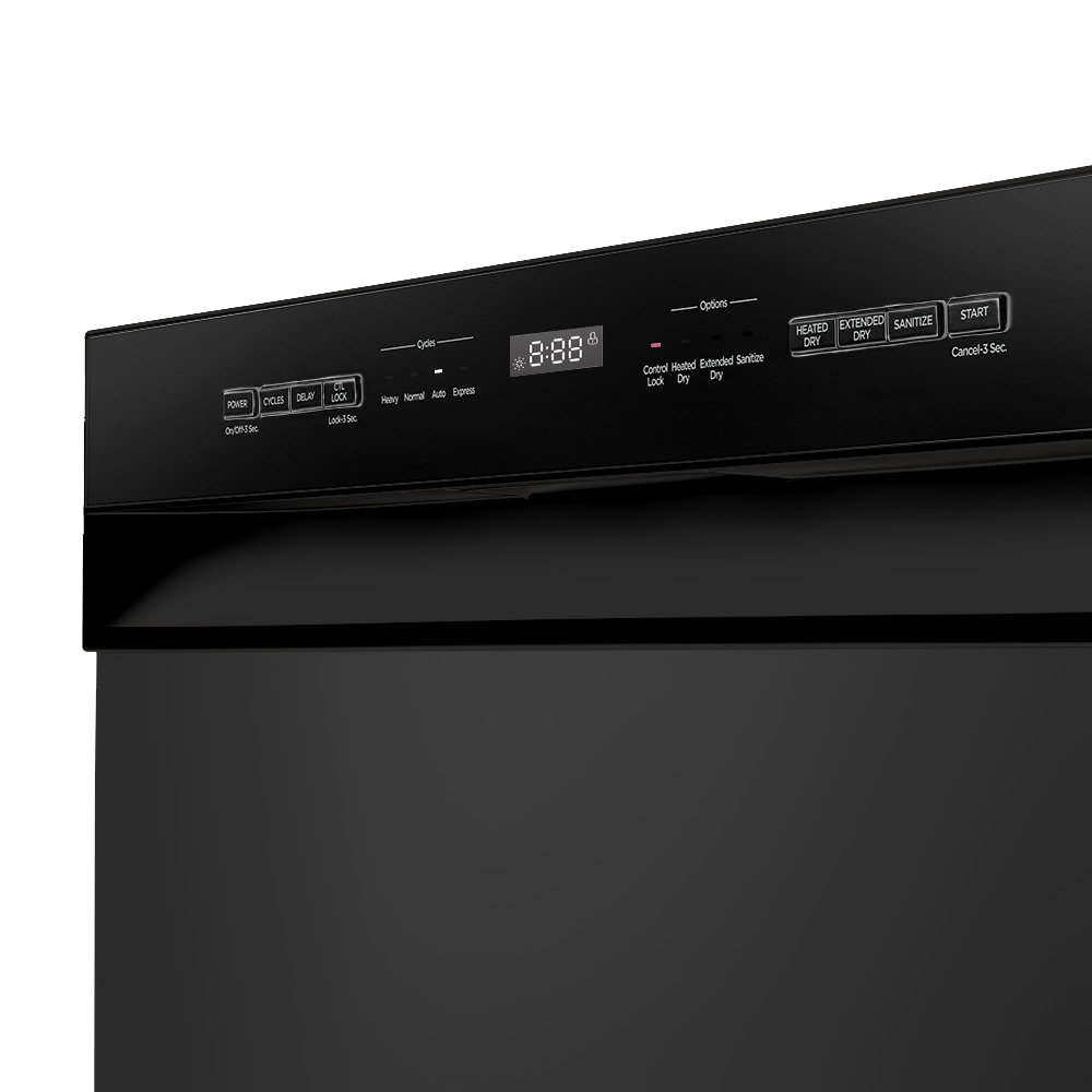 Lavavajillas Empotrado de Control Frontal Midea de 24 pulgadas (Negro) ENERGY STAR, Nivel de Sonido Estándar de 52 Decibeles MDF24P2BBB