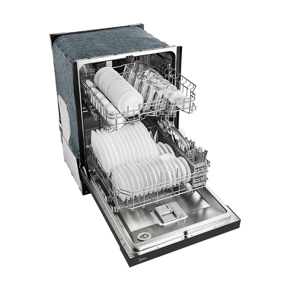 Lavavajillas Empotrado de Control Frontal Midea de 24 pulgadas (Negro) ENERGY STAR, Nivel de Sonido Estándar de 52 Decibeles MDF24P2BBB