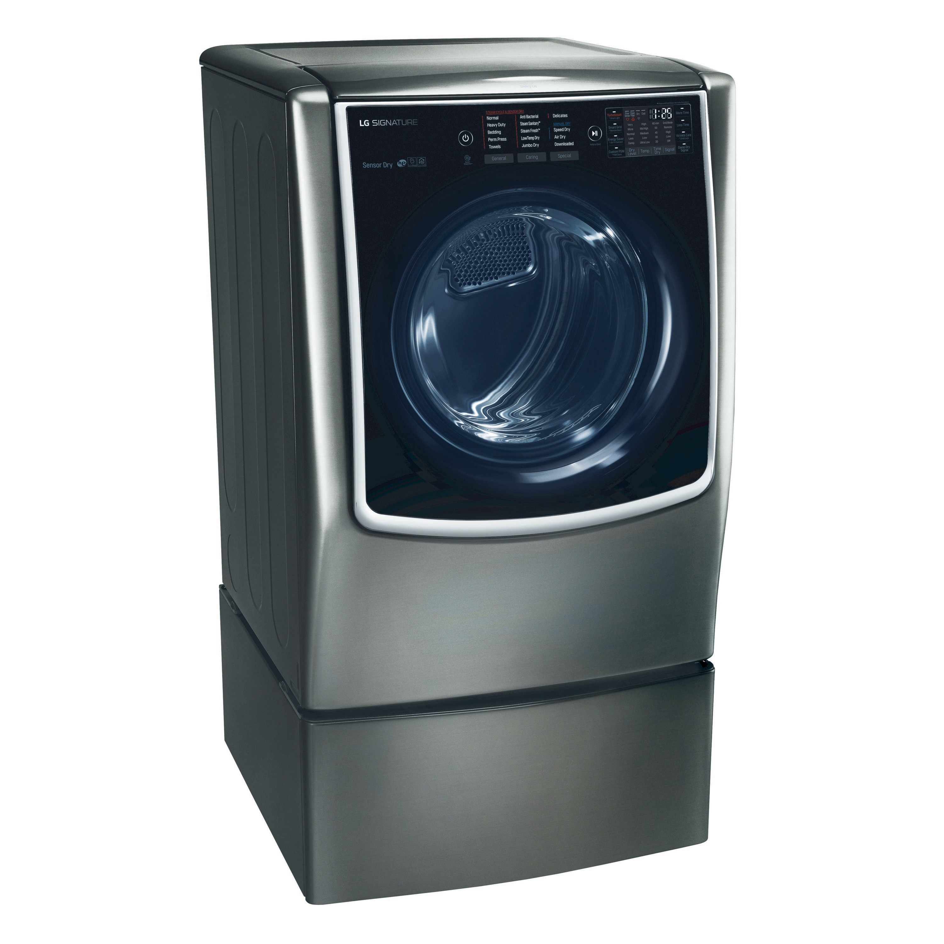 Secadora eléctrica de vapor con ciclo TurboSteam de 9 pies cúbicos de LG SIGNATURE (acero inoxidable negro) DLEX9500K