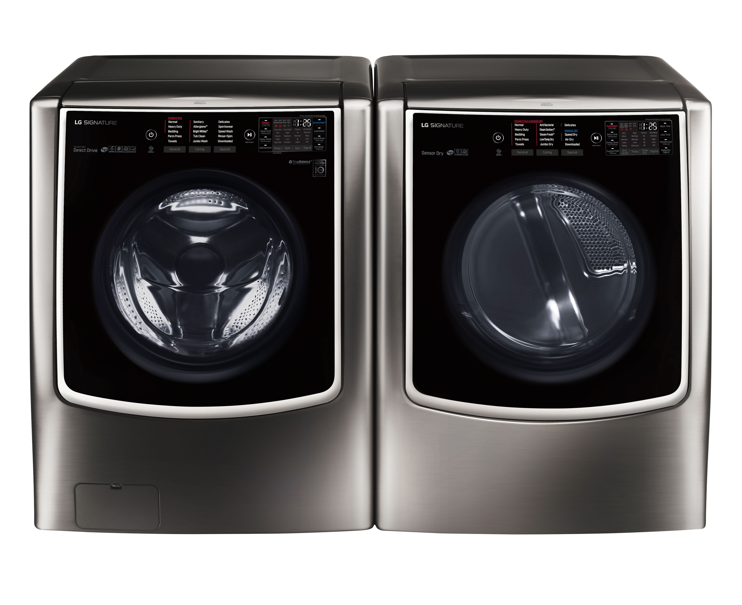 Secadora eléctrica de vapor con ciclo TurboSteam de 9 pies cúbicos de LG SIGNATURE (acero inoxidable negro) DLEX9500K