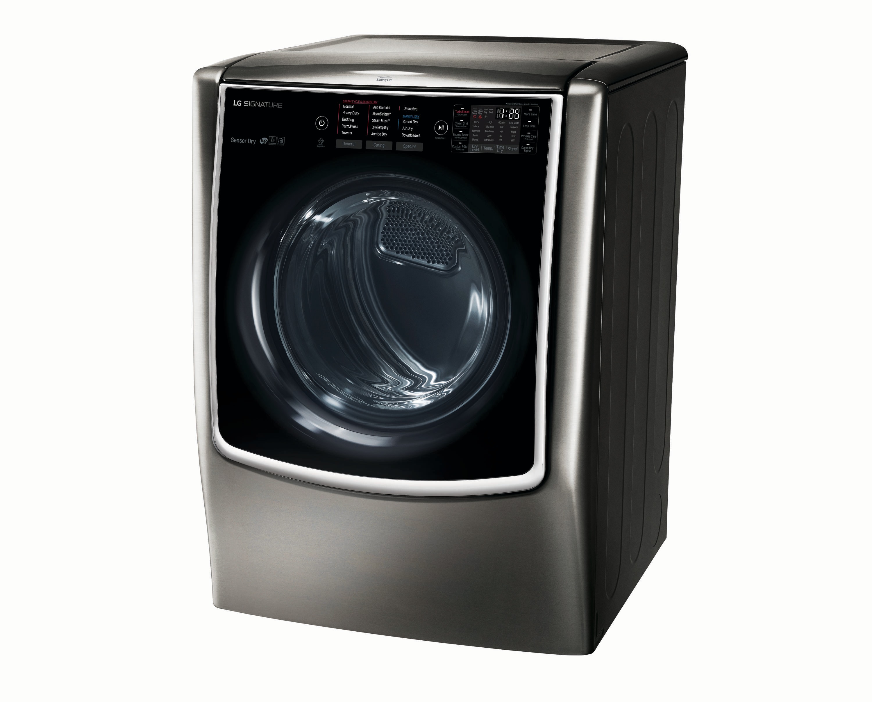 Secadora eléctrica de vapor con ciclo TurboSteam de 9 pies cúbicos de LG SIGNATURE (acero inoxidable negro) DLEX9500K
