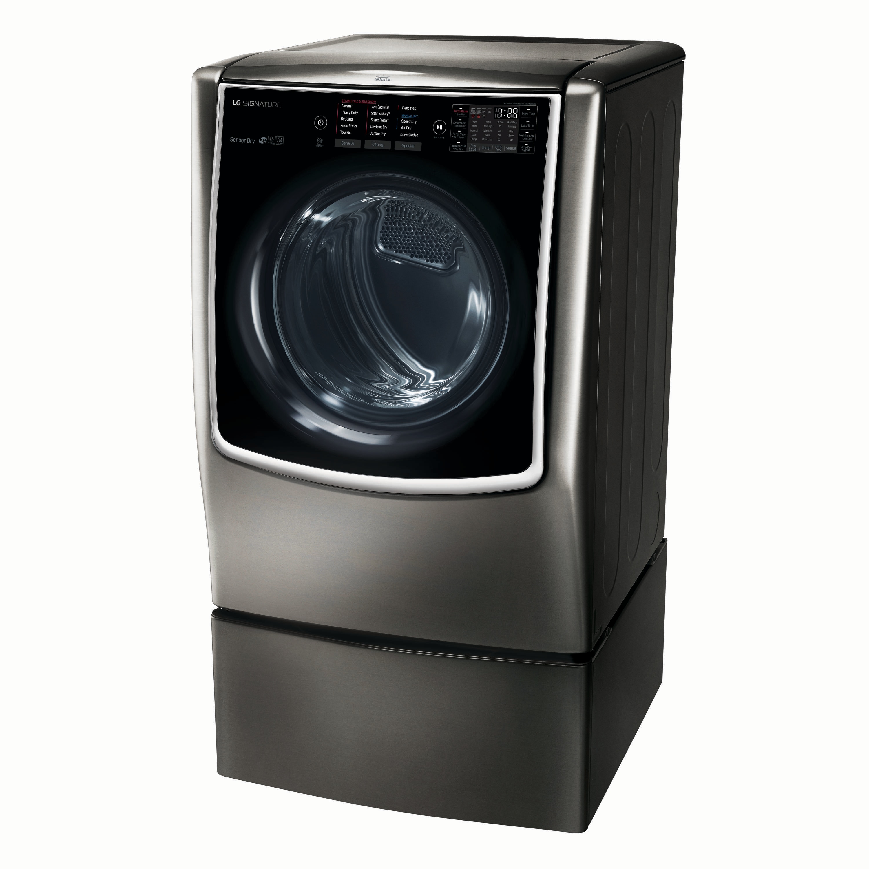 Secadora eléctrica de vapor con ciclo TurboSteam de 9 pies cúbicos de LG SIGNATURE (acero inoxidable negro) DLEX9500K