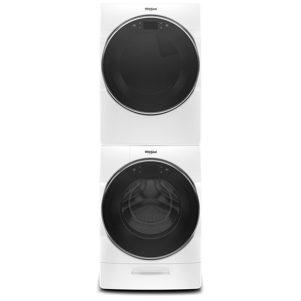 Secadora de gas Whirlpool inteligente de 7.4 pies cúbicos, apilable con ciclo de vapor y capacidad de conectar a dispositivos inteligentes (Blanca) Certificación de Energy Star WGD9620HW