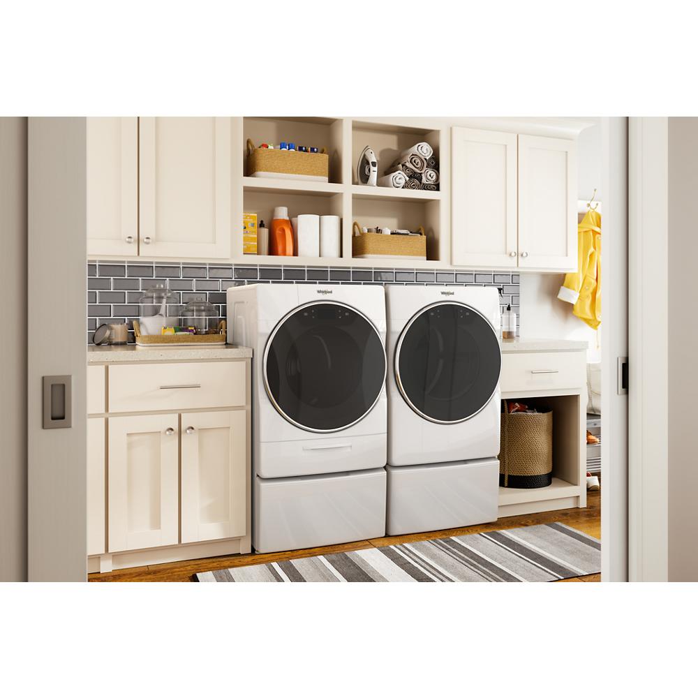 Secadora de gas Whirlpool inteligente de 7.4 pies cúbicos, apilable con ciclo de vapor y capacidad de conectar a dispositivos inteligentes (Blanca) Certificación de Energy Star WGD9620HW
