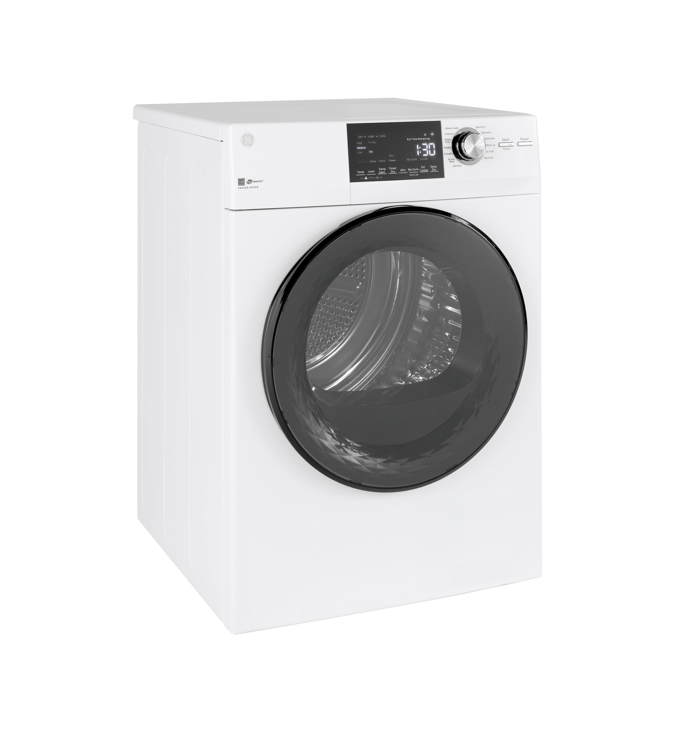 Secadora eléctrica apilable de 4.3 pies cúbicos con ventilación (Blanca) certificada Energy Star GFD14ESSNWW
