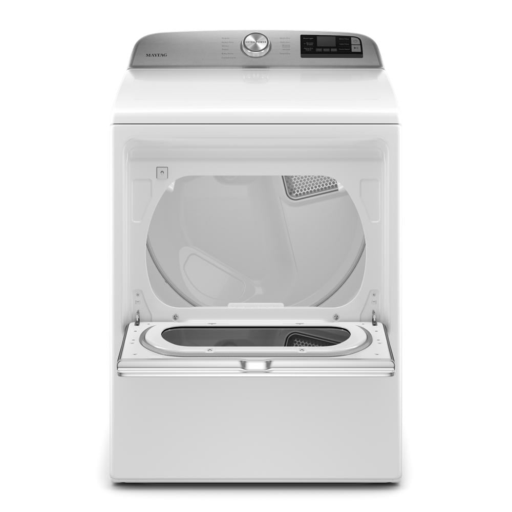 Secadora de gas con capacidad de 7.4 pies cúbicos compatible con tecnología inteligente (Blanca)
