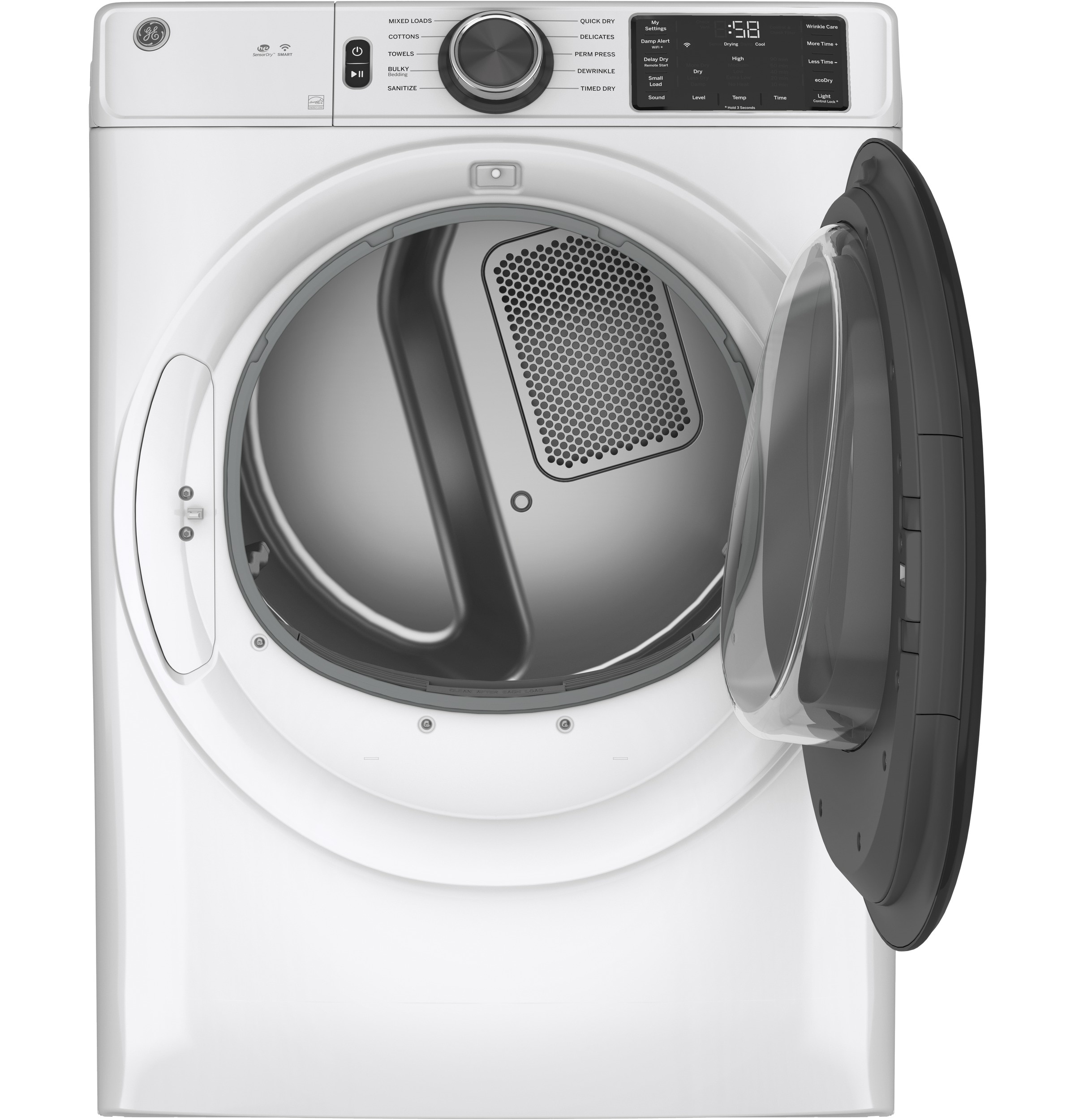 Secadora de gas inteligente apilable de 7.8 pies cúbicos (Blanca) certificada por Energy Star - compatible con GE GFD55GSSNWW