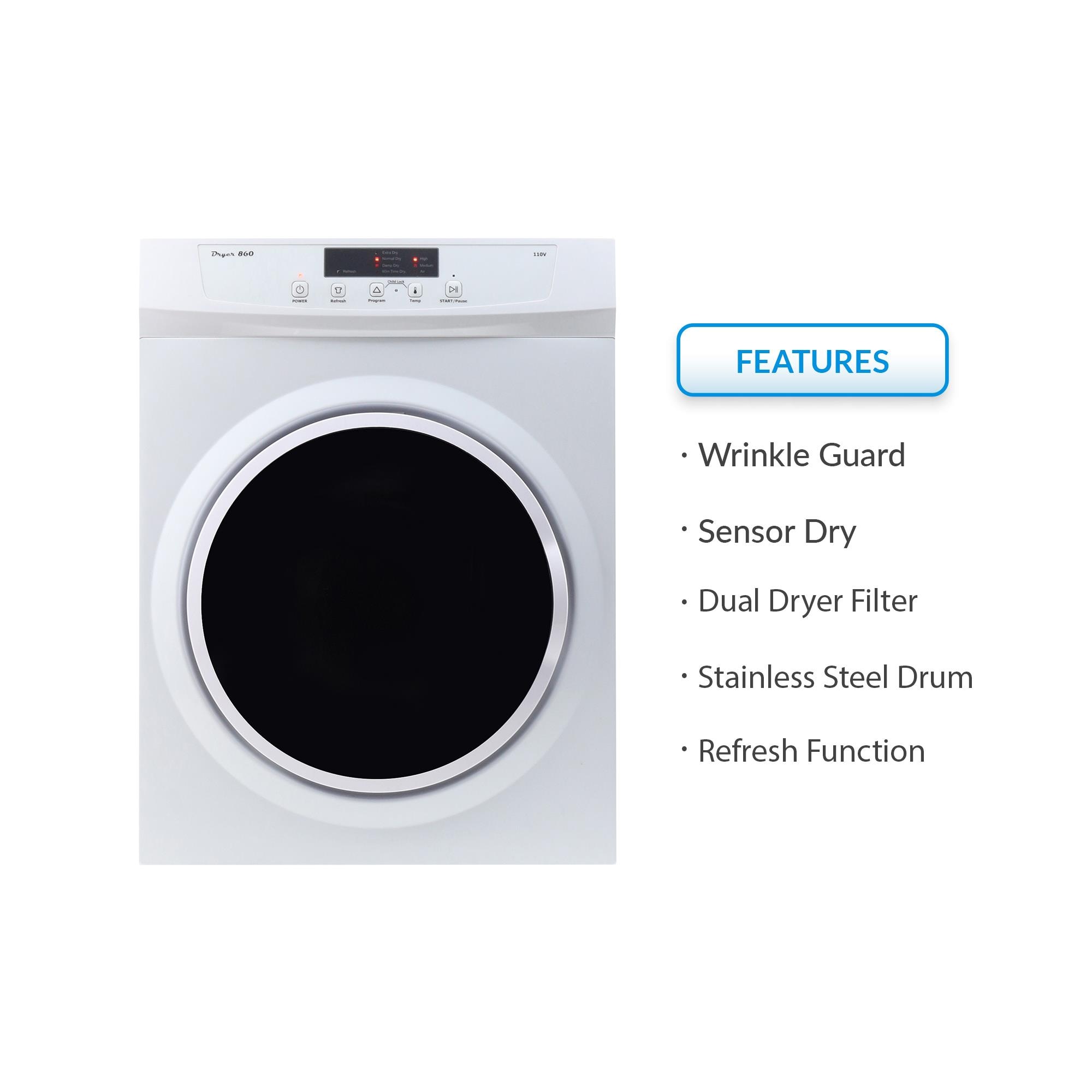 Secadora eléctrica apilable con ventilación de 3.5 pies cúbicos (blanca) ED 860 de Equator Advanced Appliances