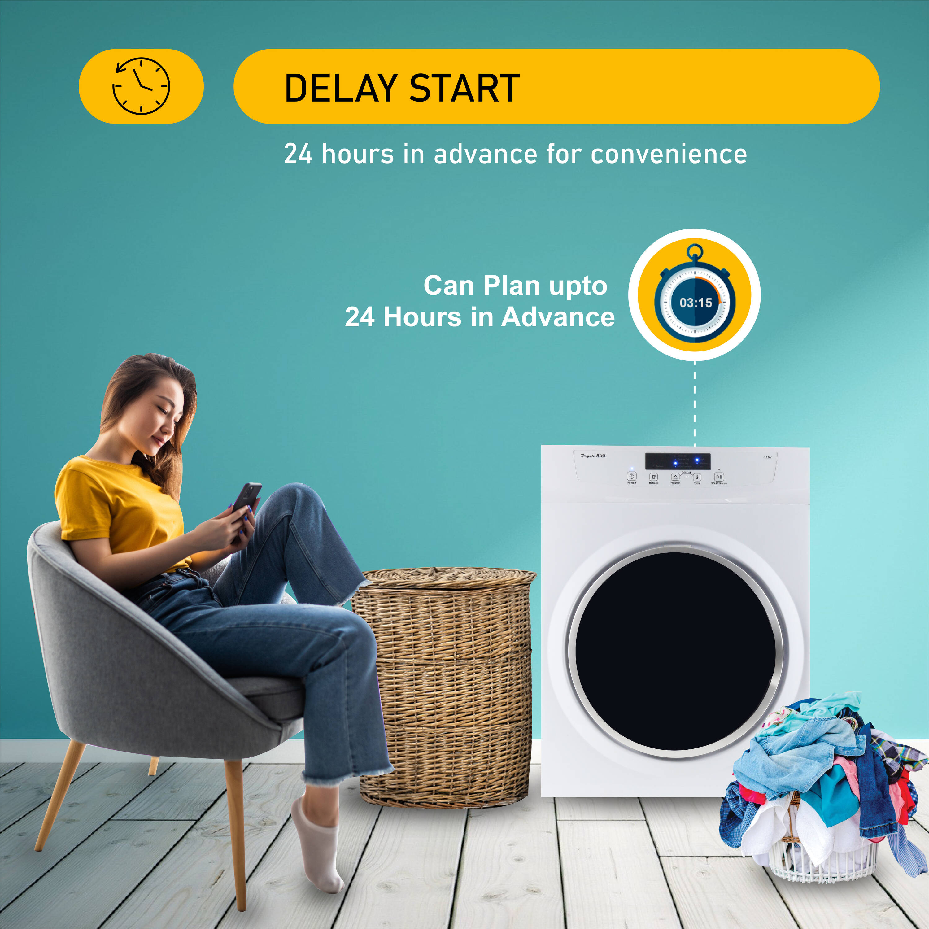 Secadora eléctrica apilable con ventilación de 3.5 pies cúbicos (blanca) ED 860 de Equator Advanced Appliances