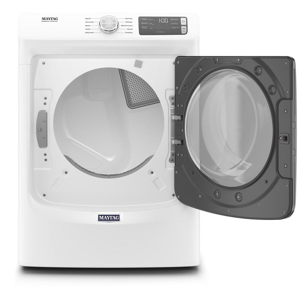 Secadora eléctrica apilable con ventilación de 7.3 pies cúbicos en color blanco, certificada por Energy Star MED5630HW.