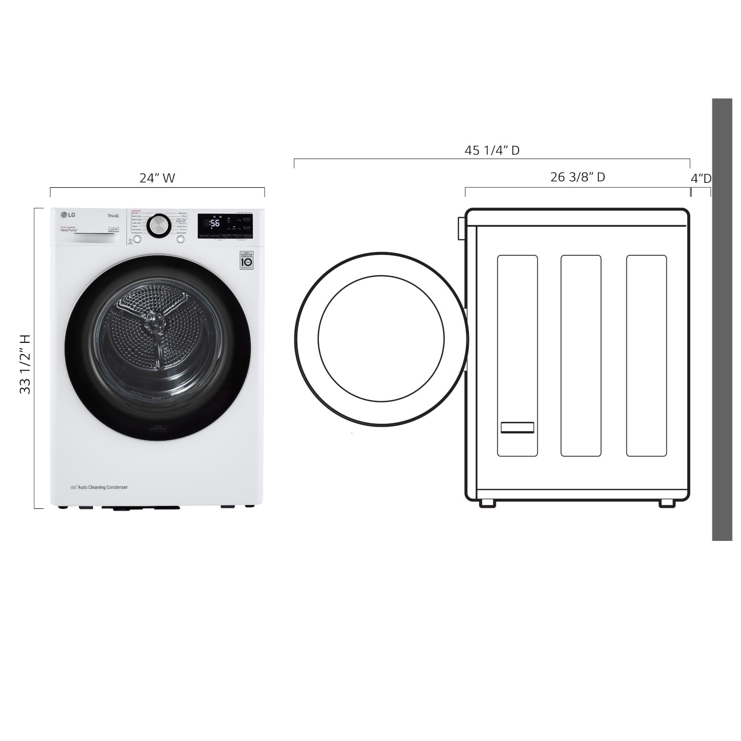 Secadora eléctrica apilable sin ventilación con bomba de calor de 4.2 pies cúbicos (Blanca) Certificada por Energy Star DLHC1455W