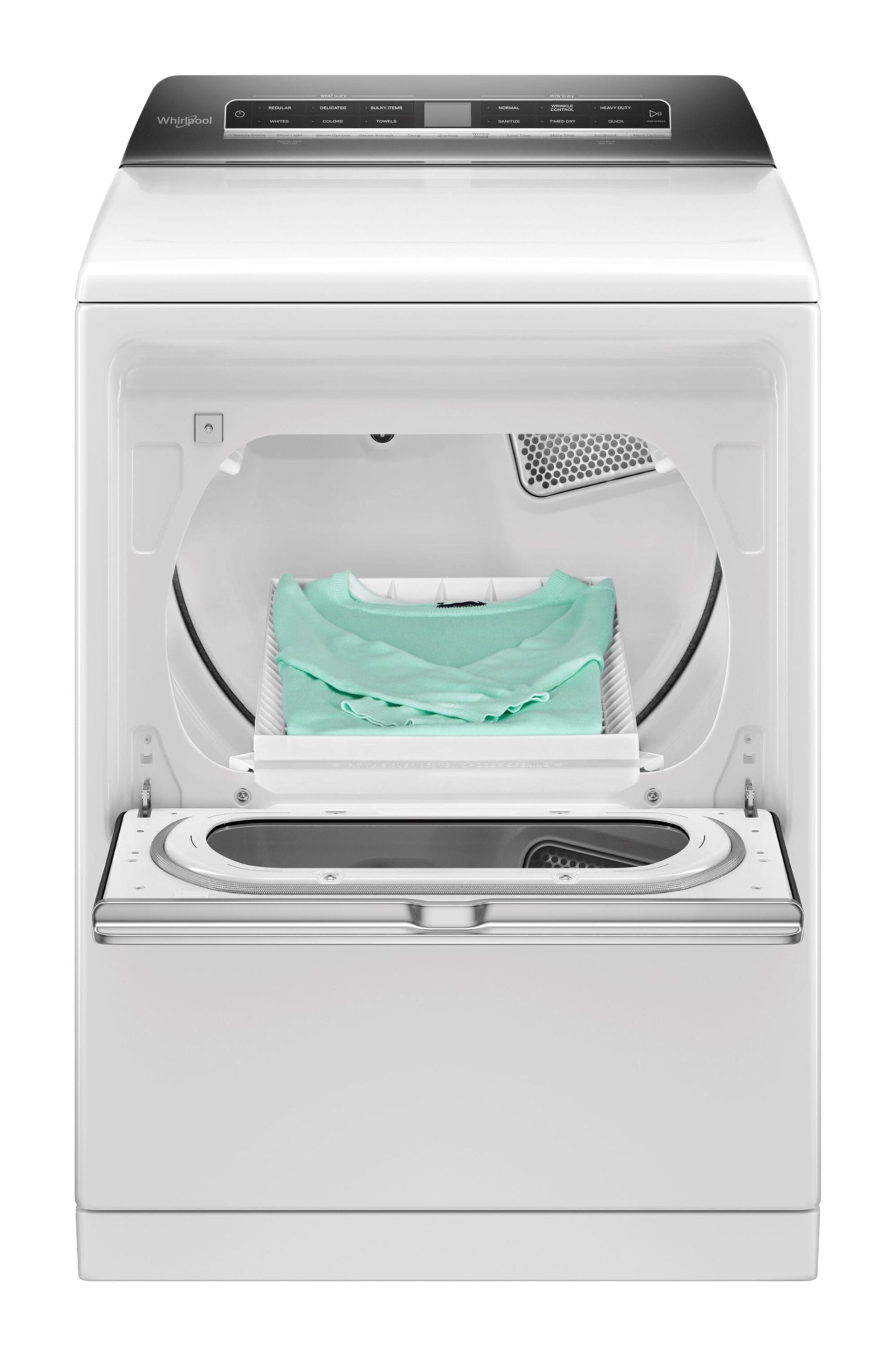 Secadora eléctrica con ciclo de vapor de 7.4 pies cúbicos, capaz de conectarse a dispositivos inteligentes (blanca) con certificación Energy Star - Whirlpool WED8127LW