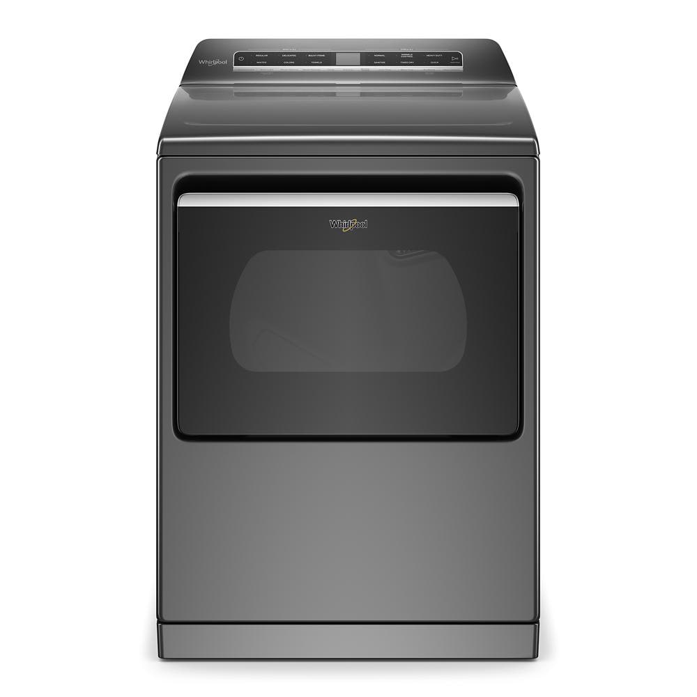 Secadora de gas con capacidad de 7.4 pies cúbicos, ciclo de vapor y compatible con tecnología inteligente (color cromo) Whirlpool Smart Capable certificada por Energy Star WGD8127LC