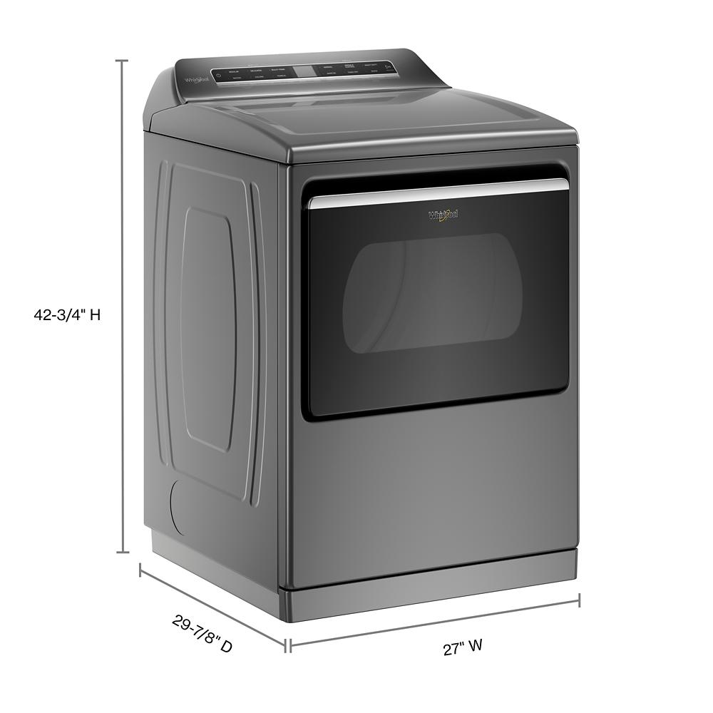 Secadora de gas con capacidad de 7.4 pies cúbicos, ciclo de vapor y compatible con tecnología inteligente (color cromo) Whirlpool Smart Capable certificada por Energy Star WGD8127LC
