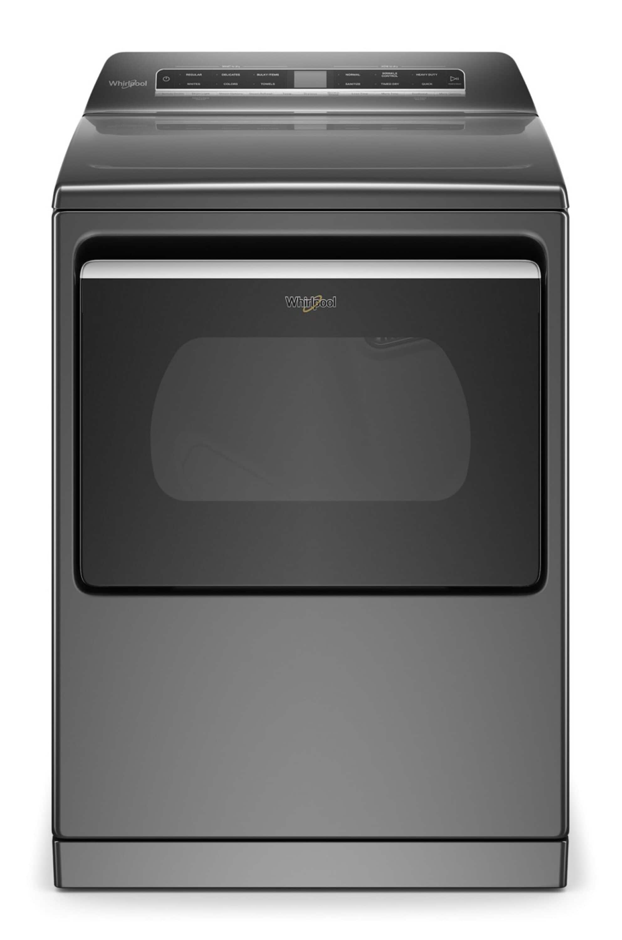 Secadora eléctrica de 7.4 pies cúbicos con ciclo de vapor (sombra de cromo) compatible con tecnología inteligente Whirlpool, certificada por Energy Star WED8127LC