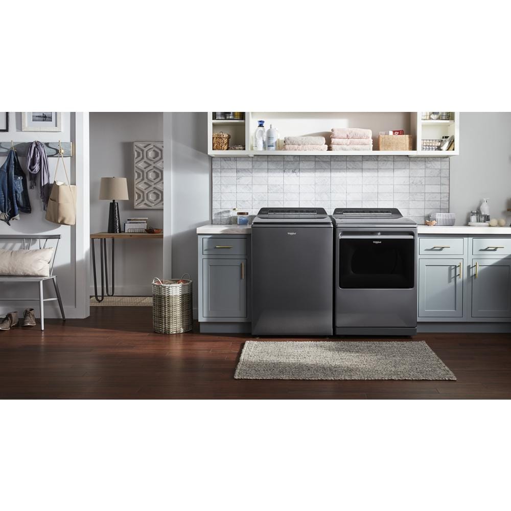 Secadora eléctrica de 7.4 pies cúbicos con ciclo de vapor (sombra de cromo) compatible con tecnología inteligente Whirlpool, certificada por Energy Star WED8127LC