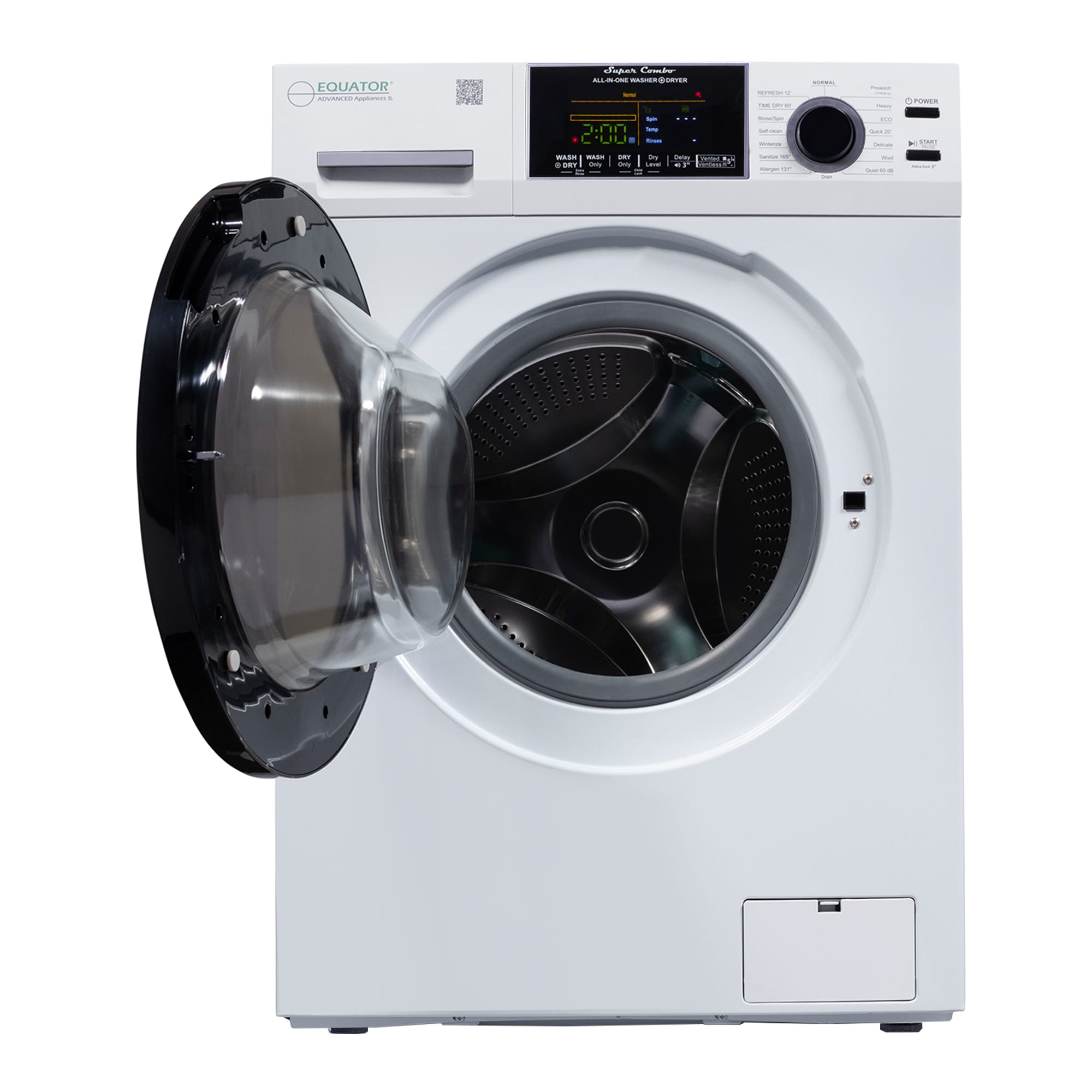 Combo Lavadora-Secadora todo en uno de capacidad compacta de 1.9 pies cúbicos en color blanco con ventilación y tecnología avanzada EZ 5500 CV WHITE de Equator Advanced Appliances.