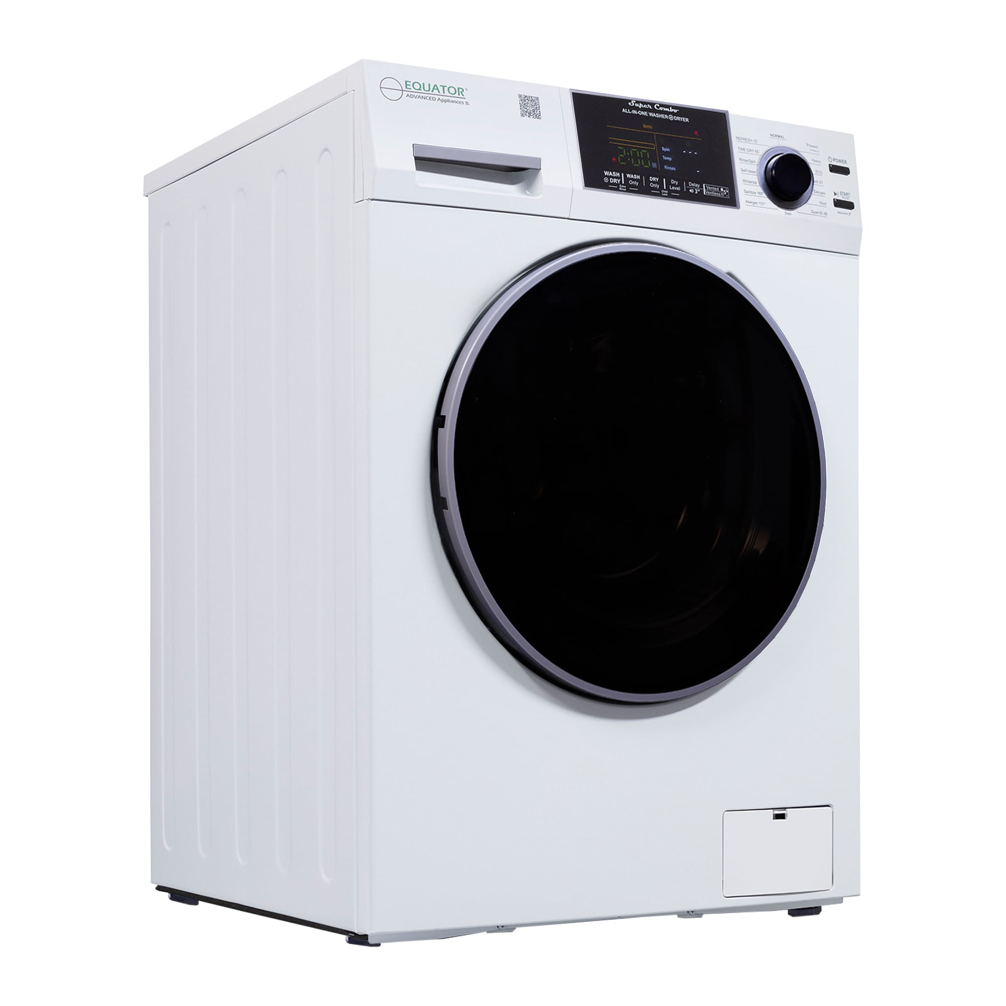Combo Lavadora-Secadora todo en uno de capacidad compacta de 1.9 pies cúbicos en color blanco con ventilación y tecnología avanzada EZ 5500 CV WHITE de Equator Advanced Appliances.