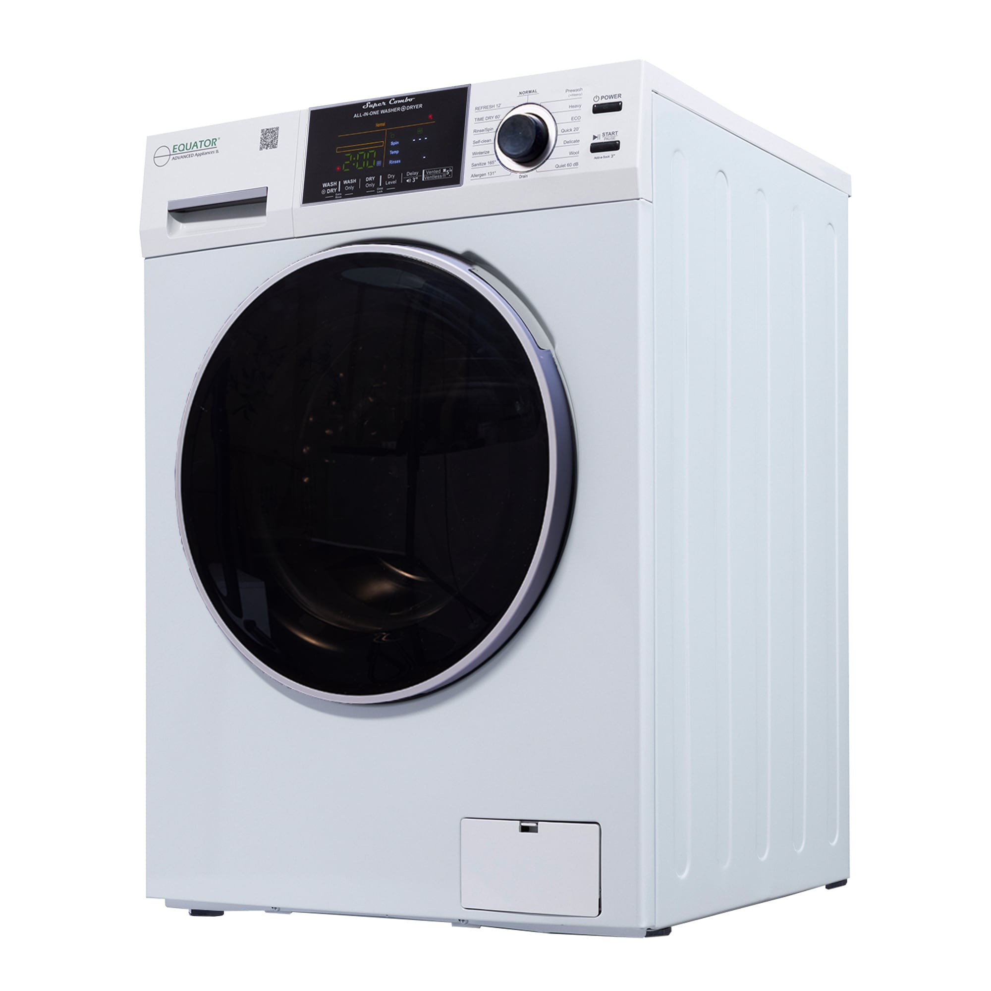 Combo Lavadora-Secadora todo en uno de capacidad compacta de 1.9 pies cúbicos en color blanco con ventilación y tecnología avanzada EZ 5500 CV WHITE de Equator Advanced Appliances.