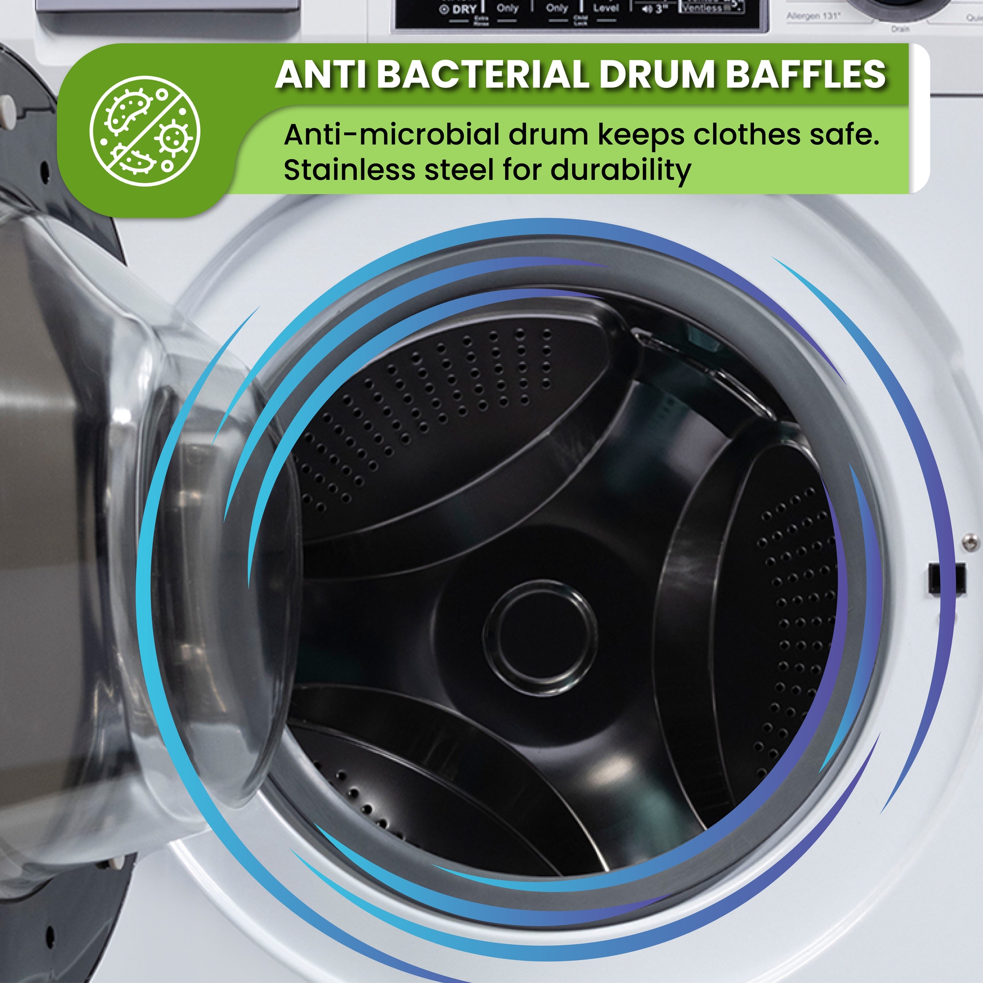 Combo Lavadora-Secadora todo en uno de capacidad compacta de 1.9 pies cúbicos en color blanco con ventilación y tecnología avanzada EZ 5500 CV WHITE de Equator Advanced Appliances.