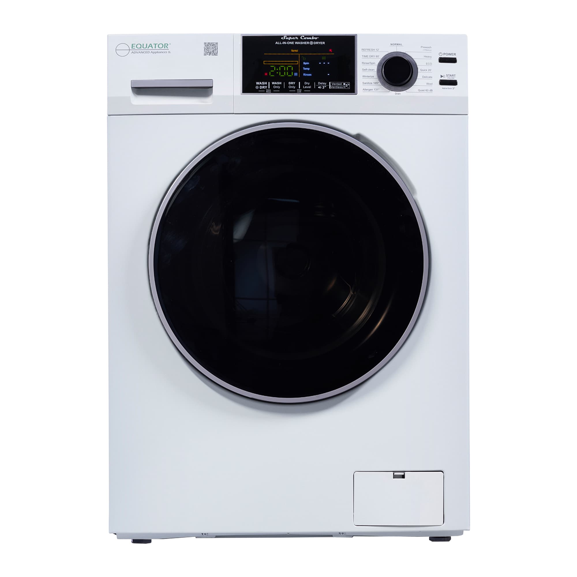 Combo Lavadora-Secadora todo en uno de capacidad compacta de 1.9 pies cúbicos en color blanco con ventilación y tecnología avanzada EZ 5500 CV WHITE de Equator Advanced Appliances.