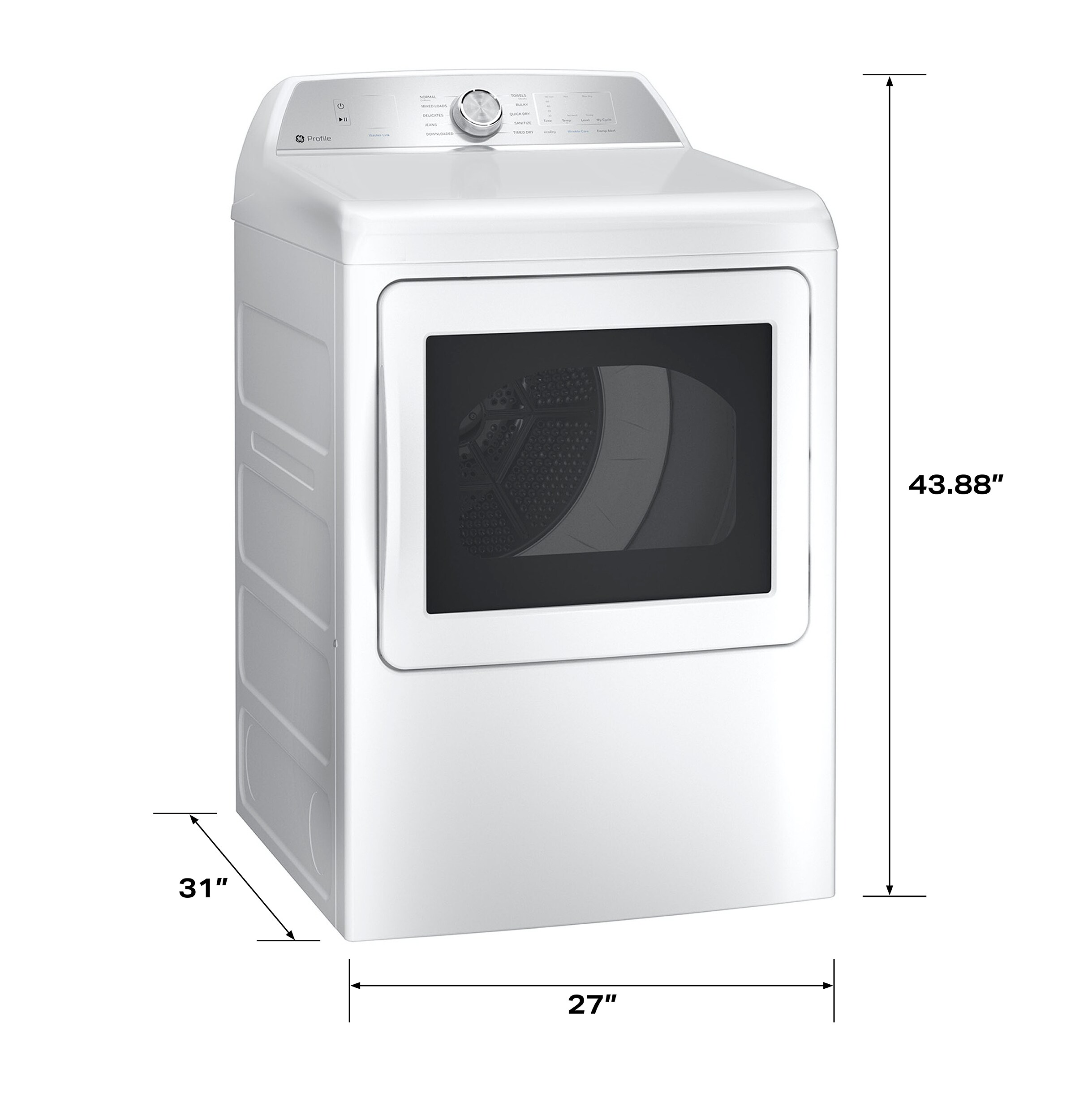 Secadora eléctrica de ventilación GE Profile de 7.4 pies cúbicos (Blanca) Energy Star Certificada PTDE60EBSRWS
