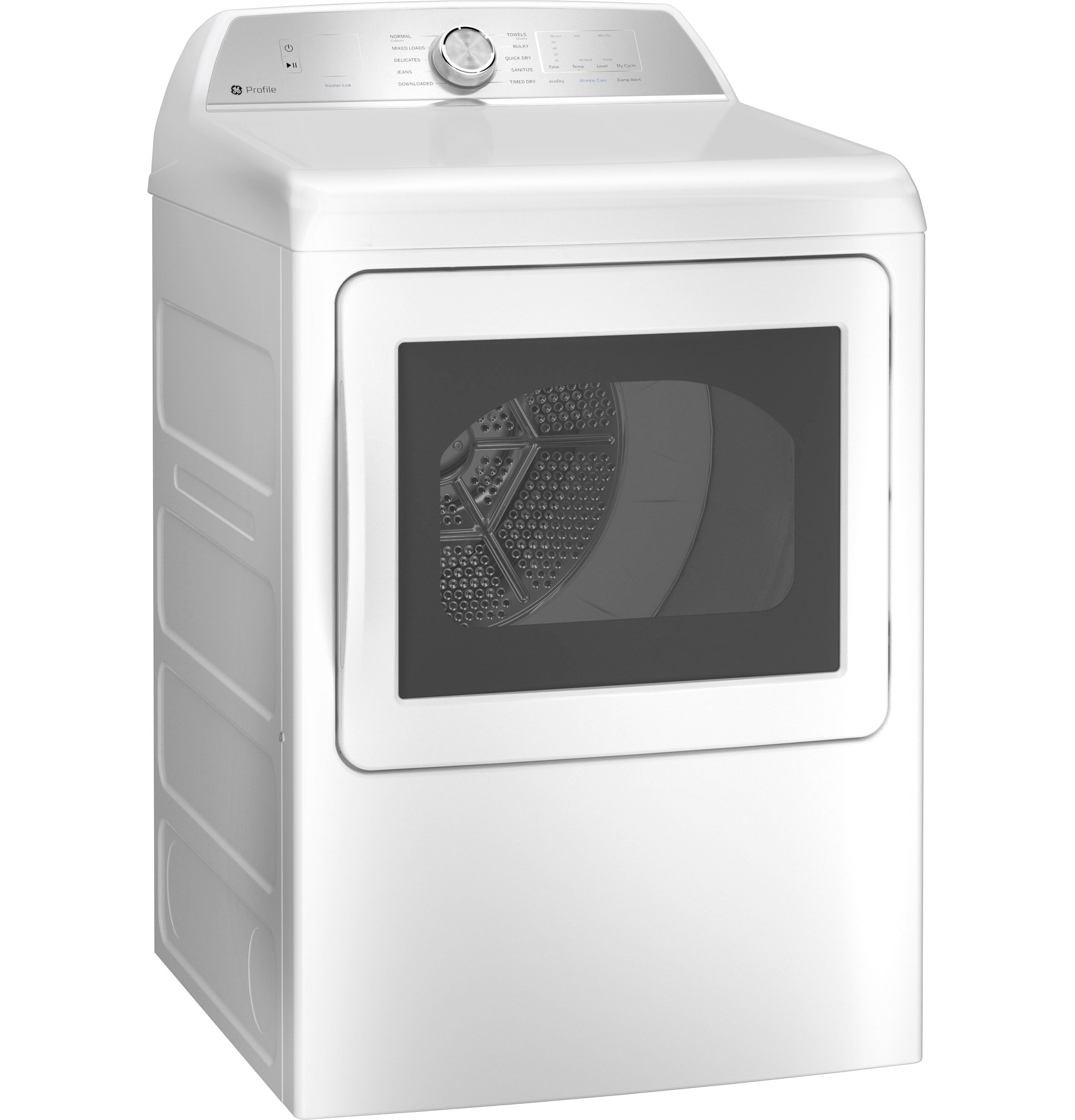 Secadora de Gas Inteligente Compatible de 7.4 pies cúbicos de Perfil GE (Blanca) Certificada Energy Star