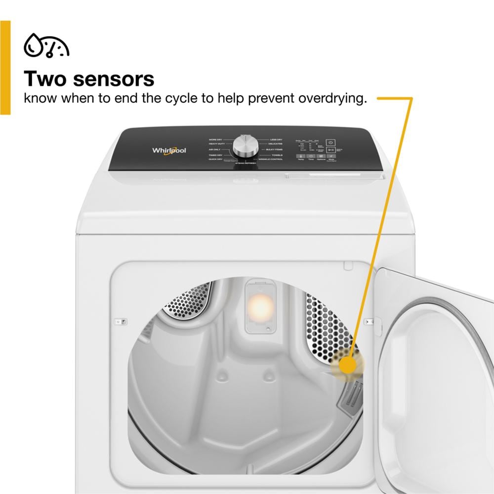 Secadora eléctrica de 7 pies cúbicos con ciclo de vapor de Whirlpool (Blanca) WED5050LW.