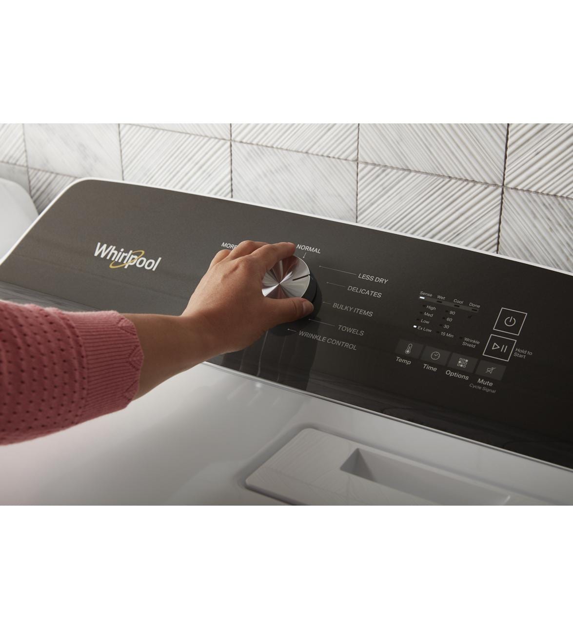 Secadora de gas de conducto con ciclo de vapor de 7 pies cúbicos de Whirlpool (Blanco) WGD5050LW