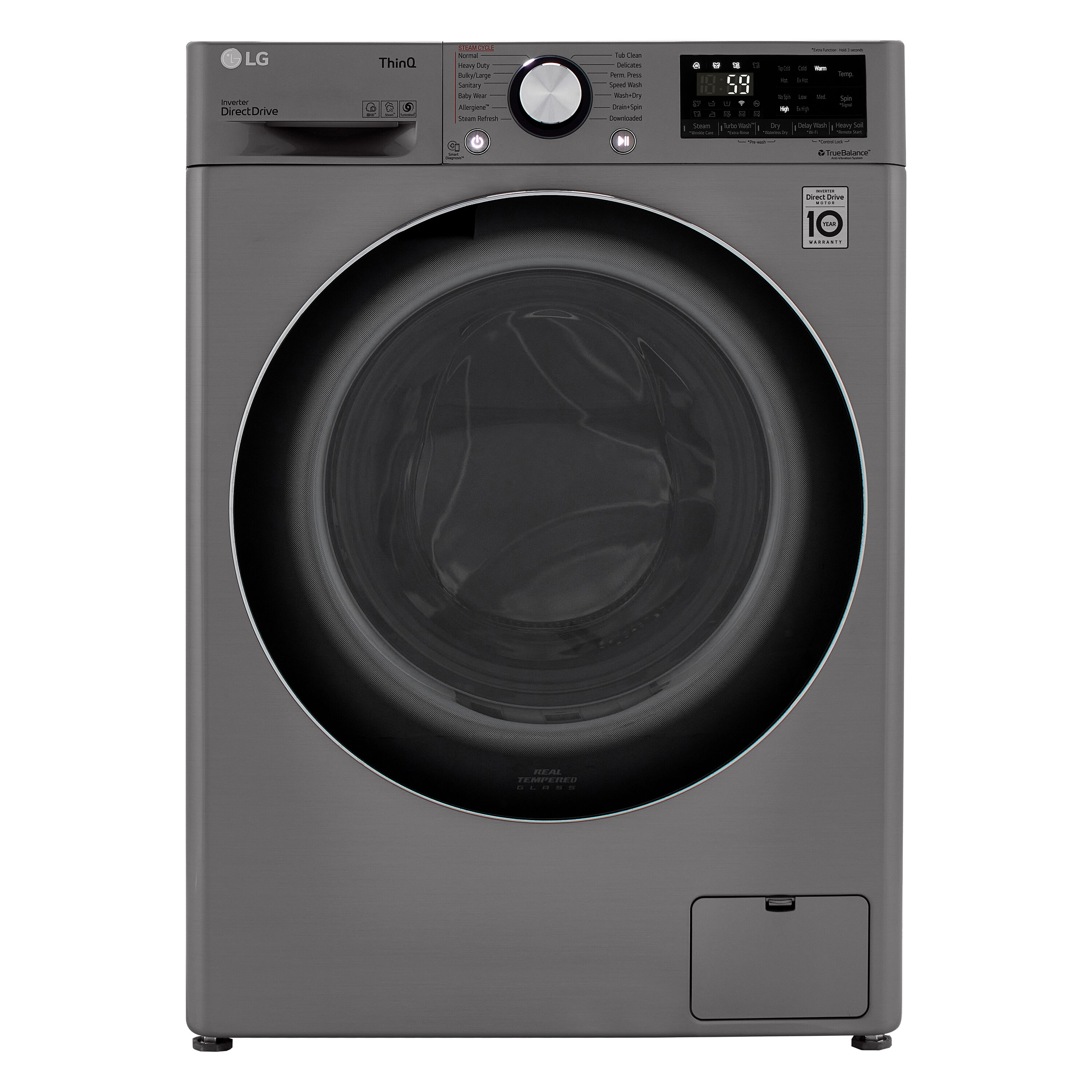 Combo de Lavadora y Secadora Todo en Uno sin Ventilación de Acero Grafito con Capacidad de 2.4 Pies Cúbicos de LG WM3555HVA