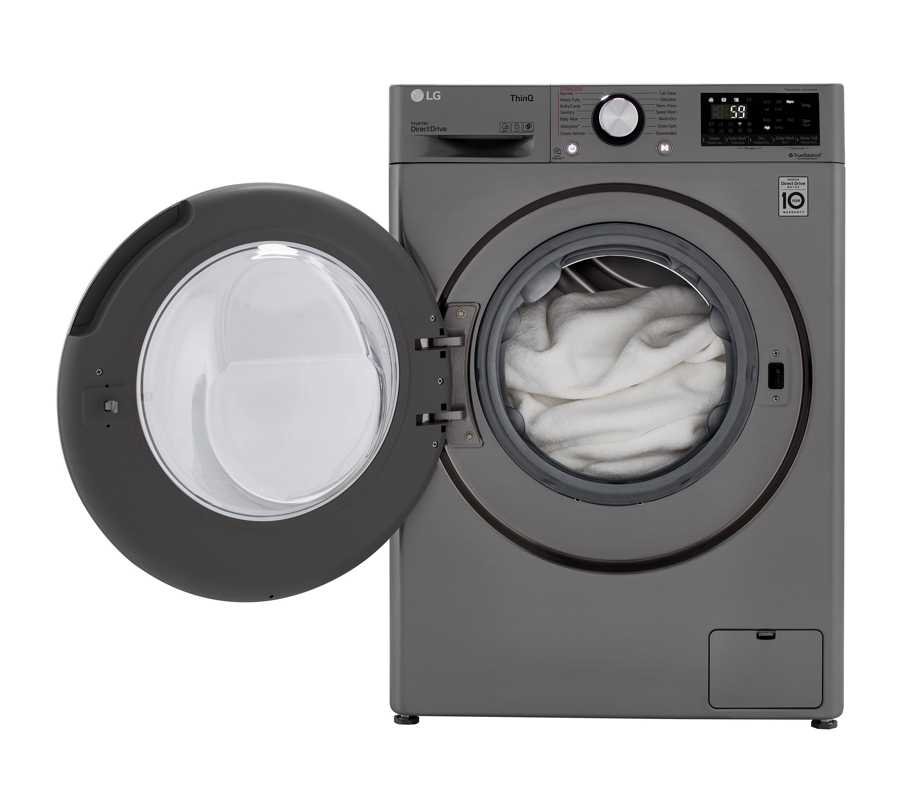 Combo de Lavadora y Secadora Todo en Uno sin Ventilación de Acero Grafito con Capacidad de 2.4 Pies Cúbicos de LG WM3555HVA