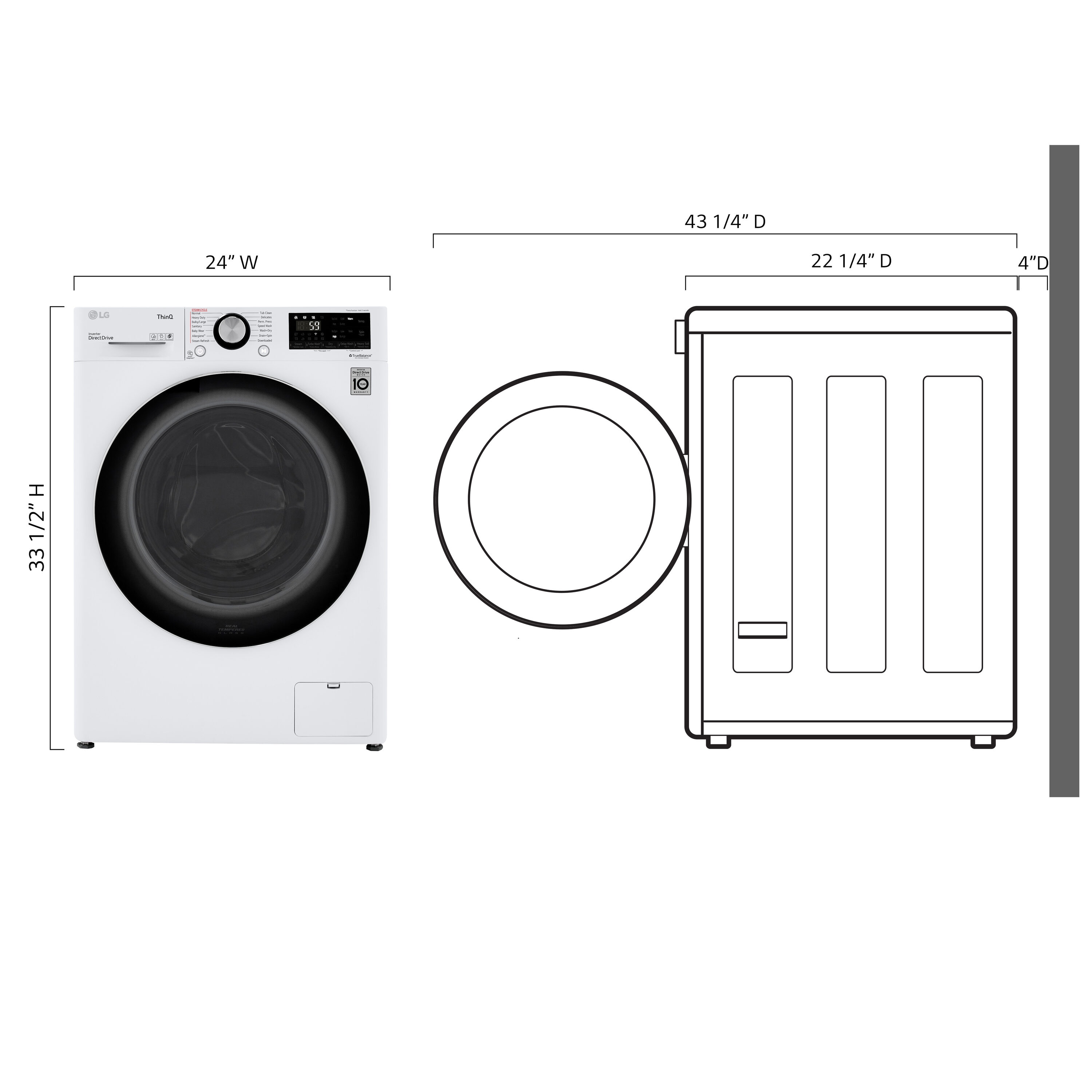 Lavadora Secadora Combo Todo en Uno sin Ventilación Blanca de 2.4 pies cúbicos de Capacidad (Certificada por ENERGY STAR) WM3555HWA de LG