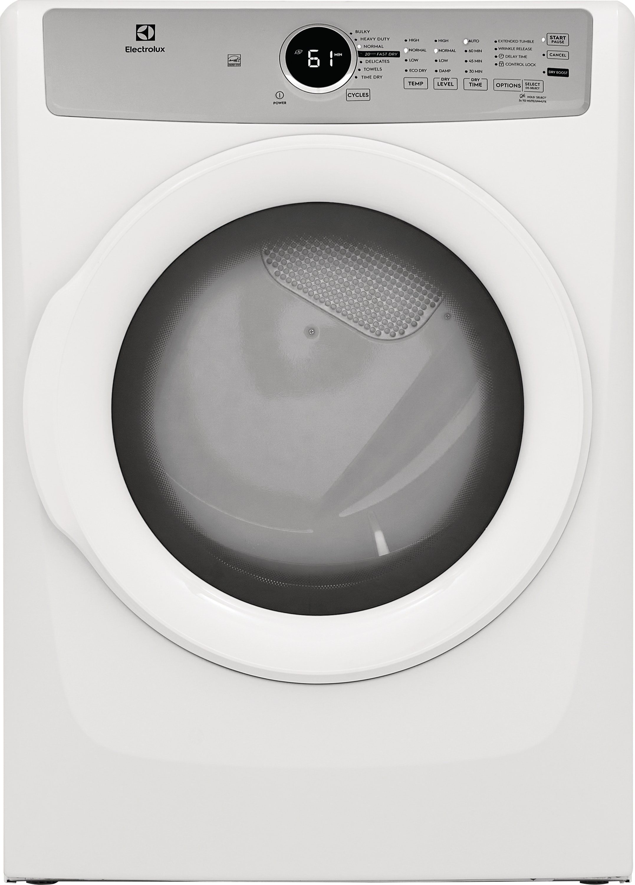 Secadora de gas apilable de 8 pies cúbicos (blanca) certificada por Energy Star Electrolux ELFG7337AW