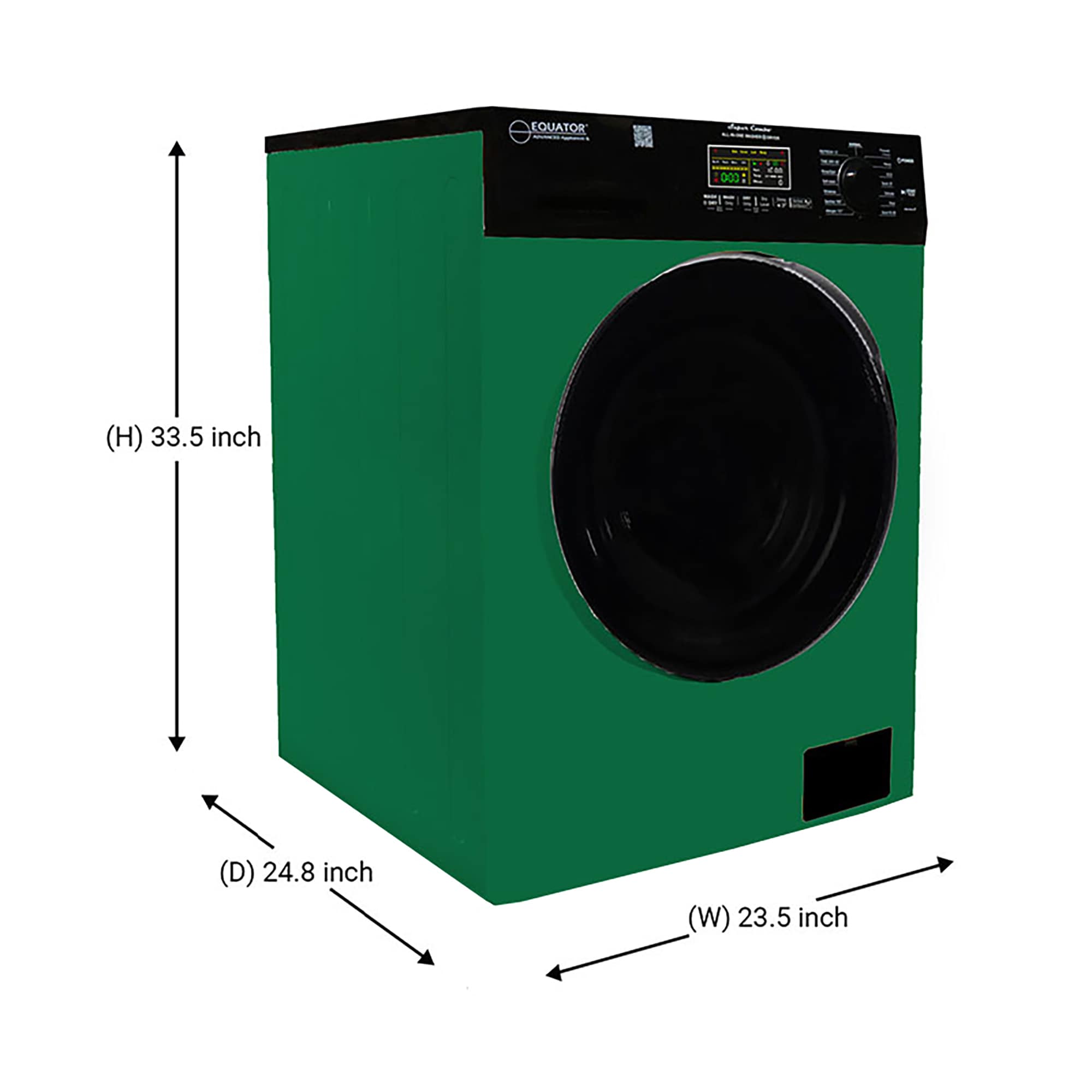 Equator Advanced Appliances Combo Lavadora Secadora Todo en Uno de 1.9 pies cúbicos en capacidad Verde/Negro con ventilación EZ 5500 CV VERDE