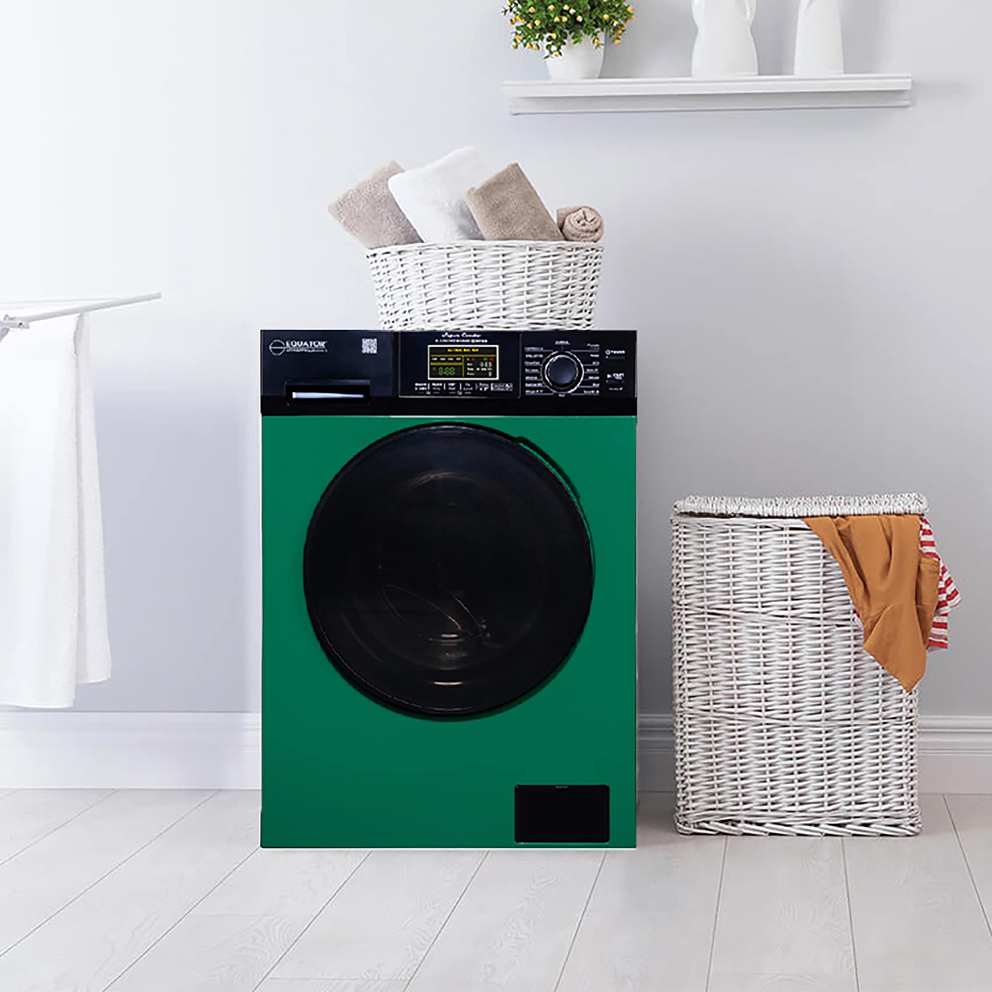 Equator Advanced Appliances Combo Lavadora Secadora Todo en Uno de 1.9 pies cúbicos en capacidad Verde/Negro con ventilación EZ 5500 CV VERDE