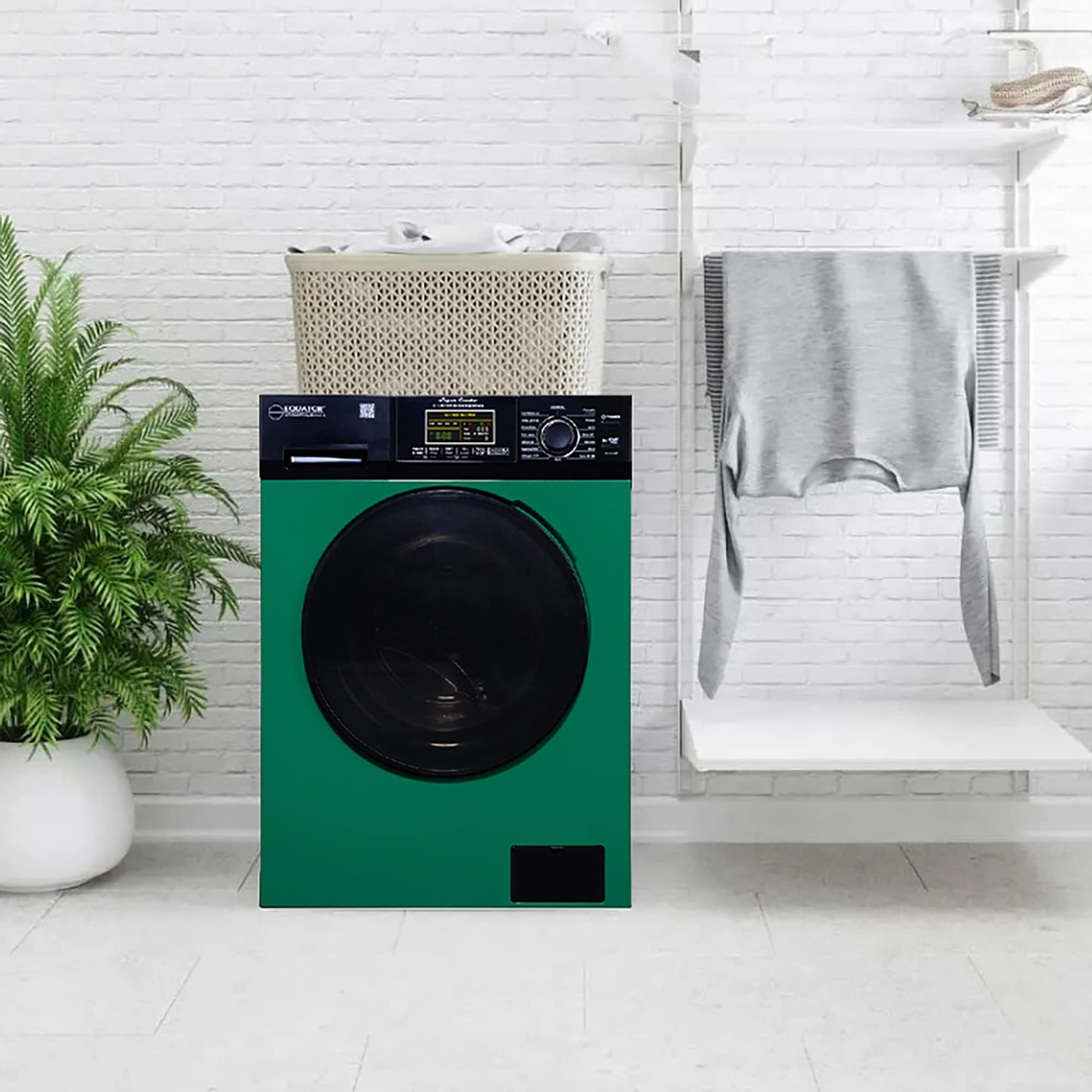 Equator Advanced Appliances Combo Lavadora Secadora Todo en Uno de 1.9 pies cúbicos en capacidad Verde/Negro con ventilación EZ 5500 CV VERDE