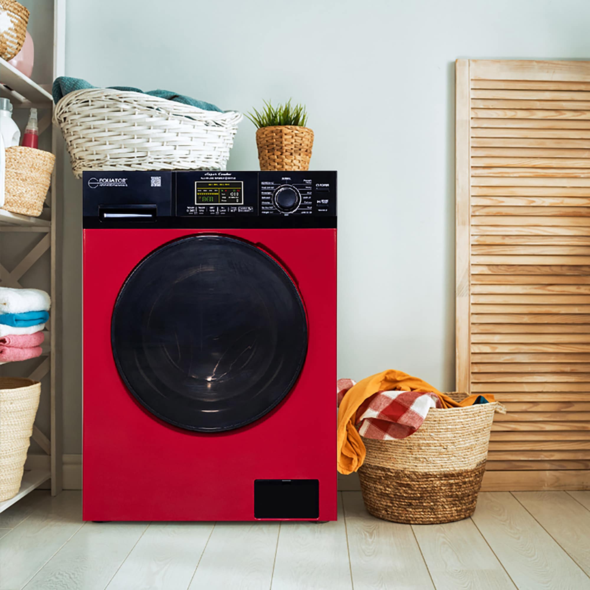 Lavadora Secadora Todo en Uno Compacta Digital de 1.9 pies cúbicos de Capacidad en Rojo y Negro con Ventilación Avanzada EZ 5500 CV ROJO