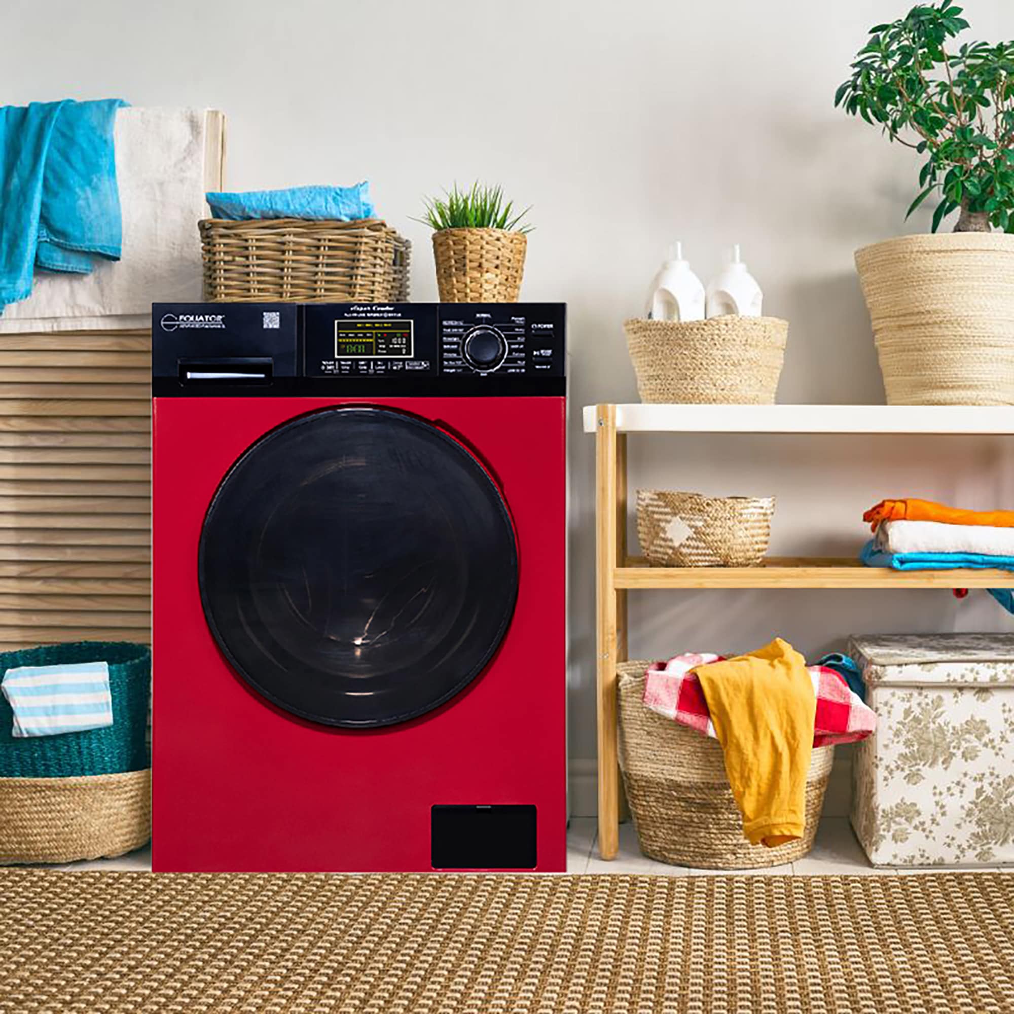 Lavadora Secadora Todo en Uno Compacta Digital de 1.9 pies cúbicos de Capacidad en Rojo y Negro con Ventilación Avanzada EZ 5500 CV ROJO