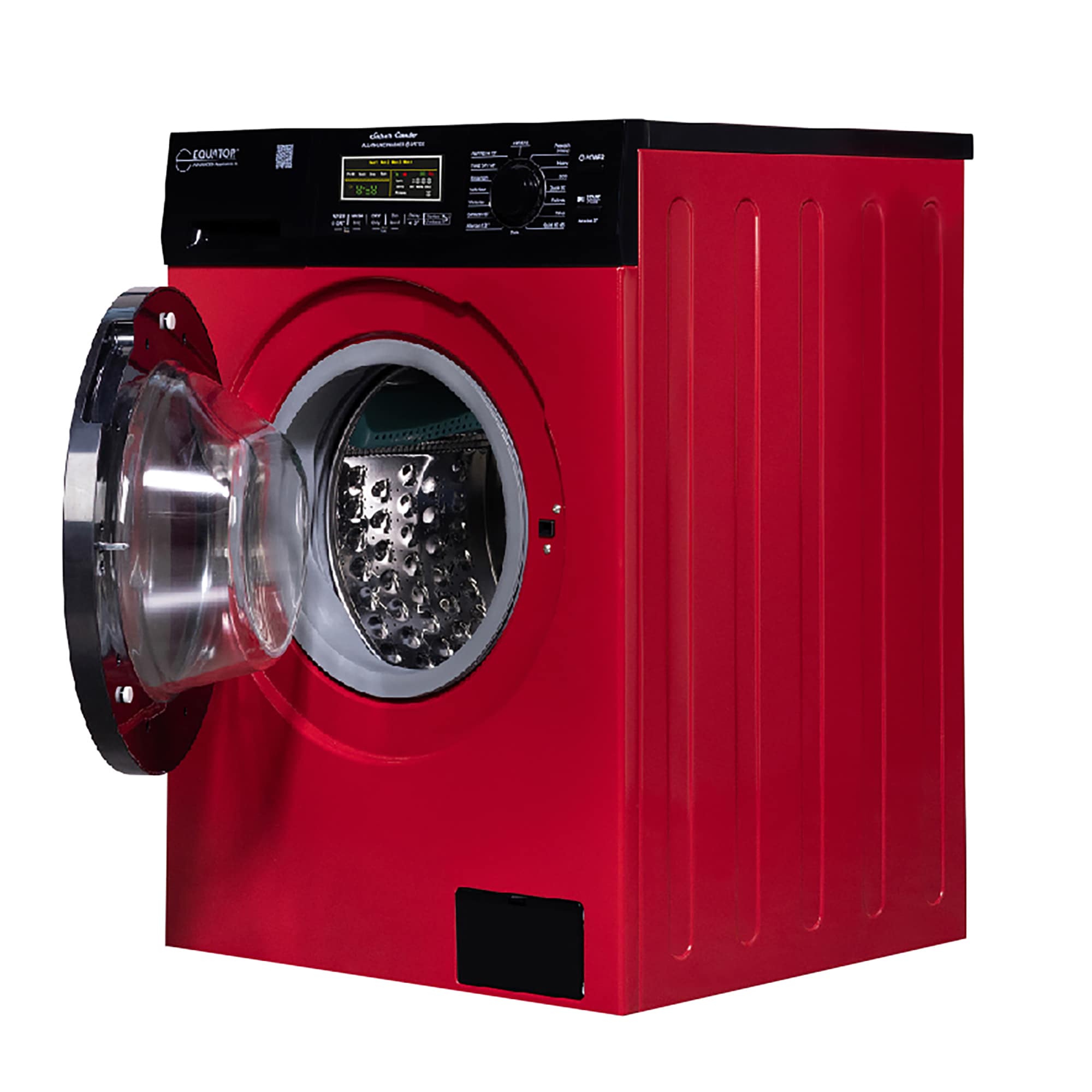Lavadora Secadora Todo en Uno Compacta Digital de 1.9 pies cúbicos de Capacidad en Rojo y Negro con Ventilación Avanzada EZ 5500 CV ROJO