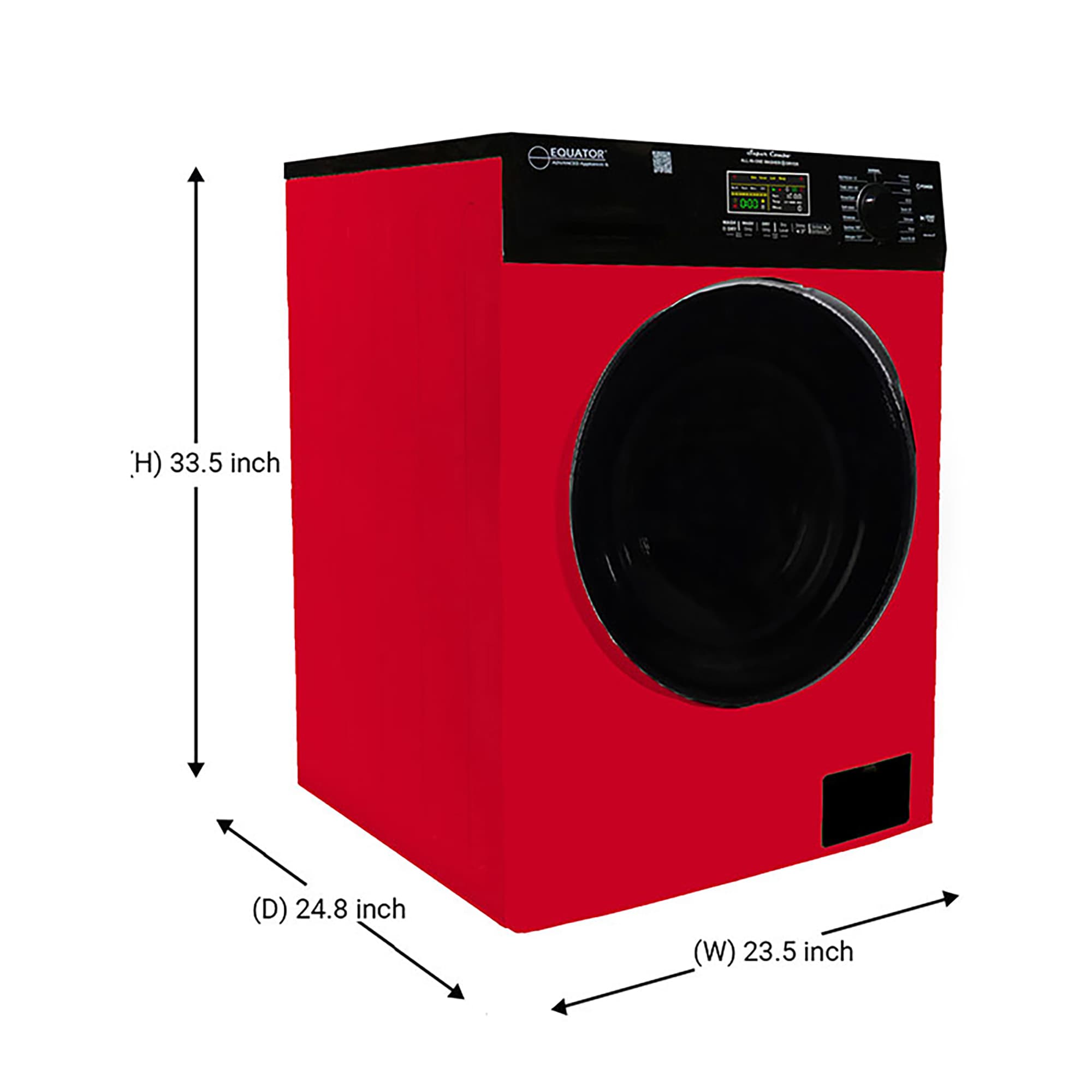 Lavadora Secadora Todo en Uno Compacta Digital de 1.9 pies cúbicos de Capacidad en Rojo y Negro con Ventilación Avanzada EZ 5500 CV ROJO