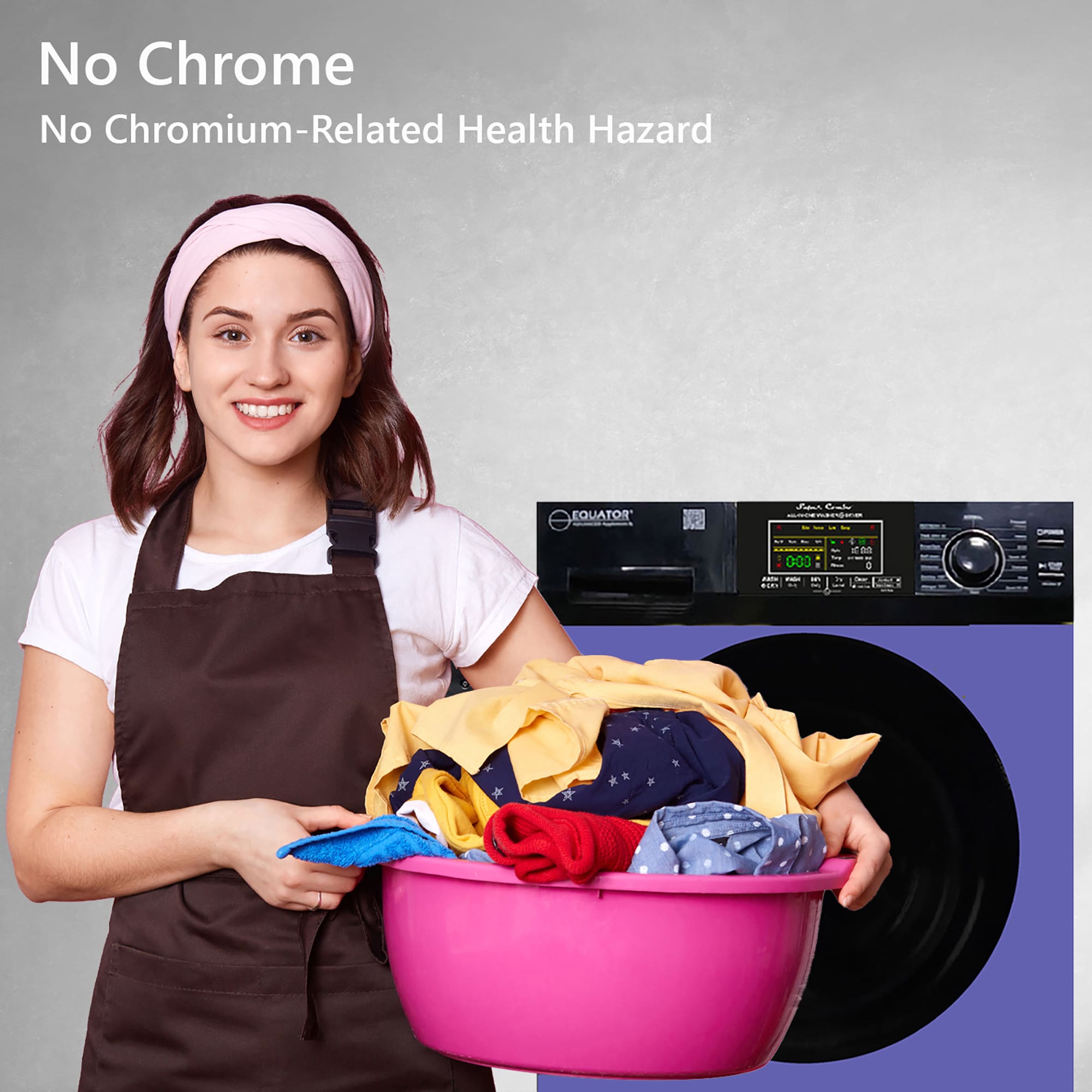 Combo Lavadora-Secadora Todo en Uno de 1.9 pies cúbicos en Azul Periwinkle/Negro con Ventilación Digital de Equator Advanced Appliances EZ 5500 CV P/B.