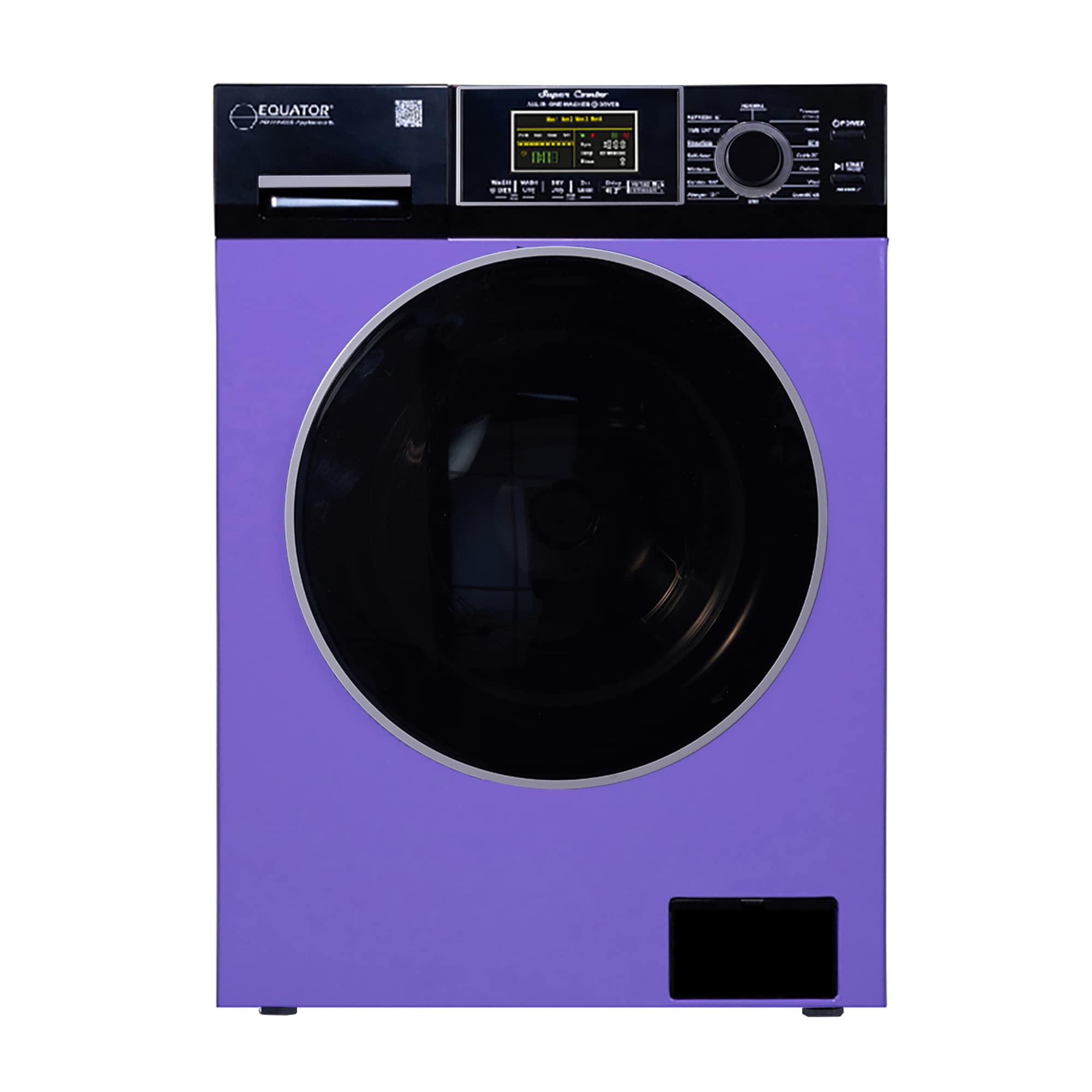 Combo Lavadora-Secadora Todo en Uno de 1.9 pies cúbicos en Azul Periwinkle/Negro con Ventilación Digital de Equator Advanced Appliances EZ 5500 CV P/B.
